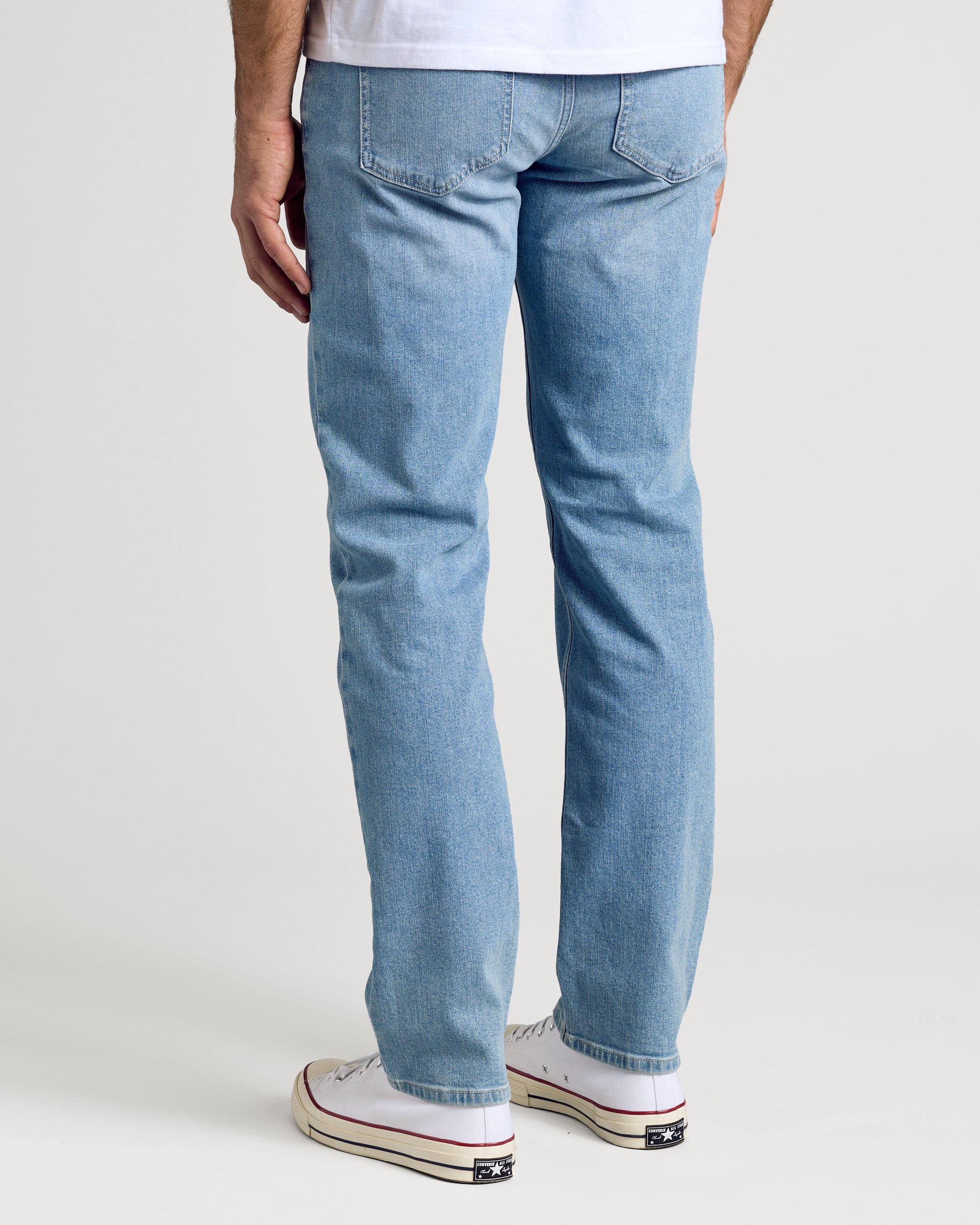 Light Indigo Wash Straight Authentic Denim Jeans - Image 5