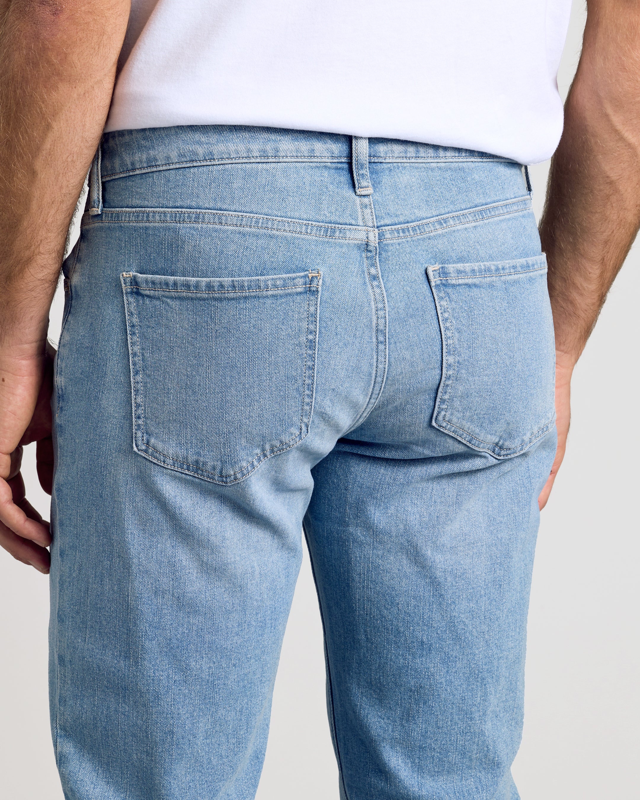 Light Indigo Wash Straight Authentic Denim Jeans - Image 6