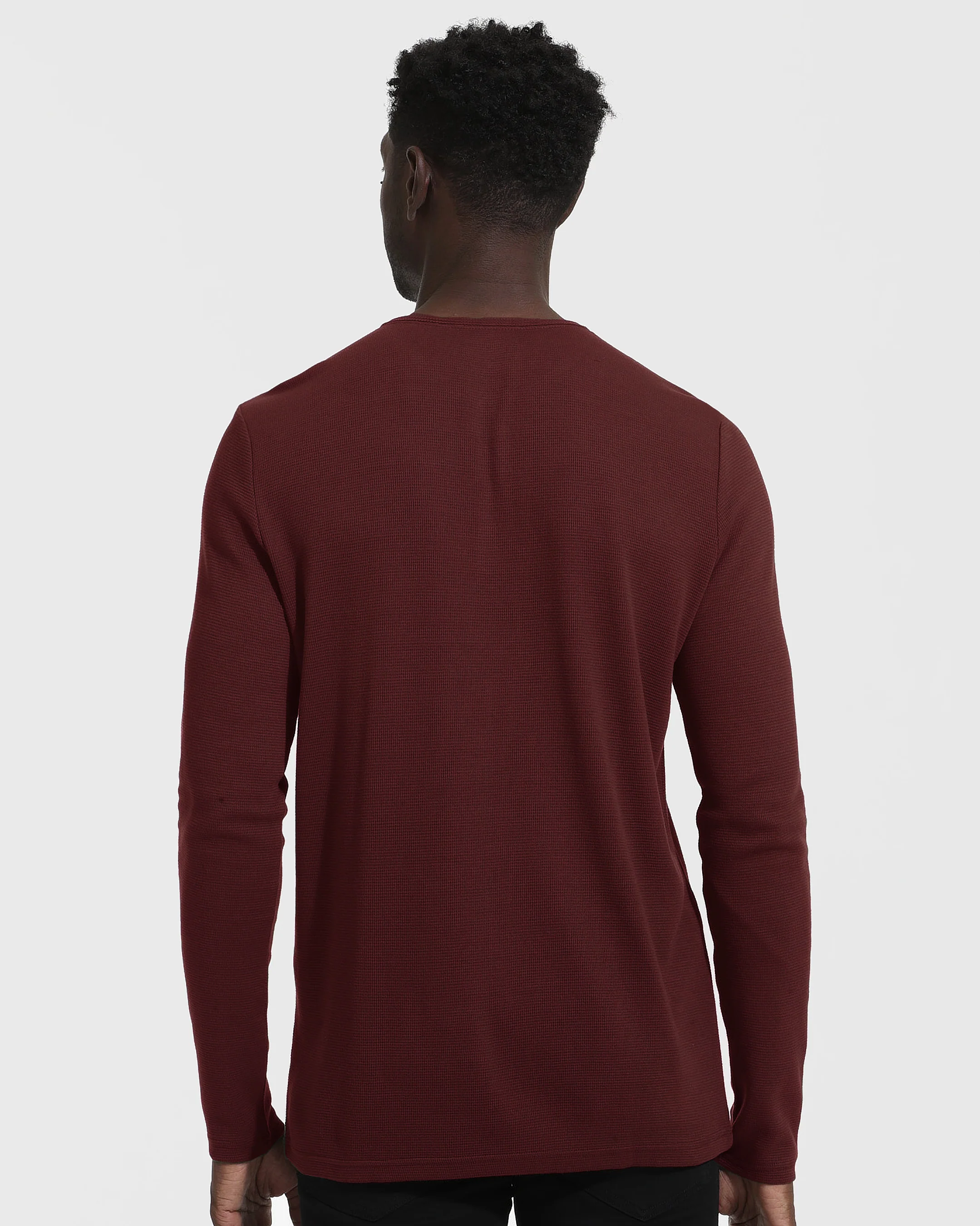 Mahogany Long Sleeve Waffle Henley - Image 4