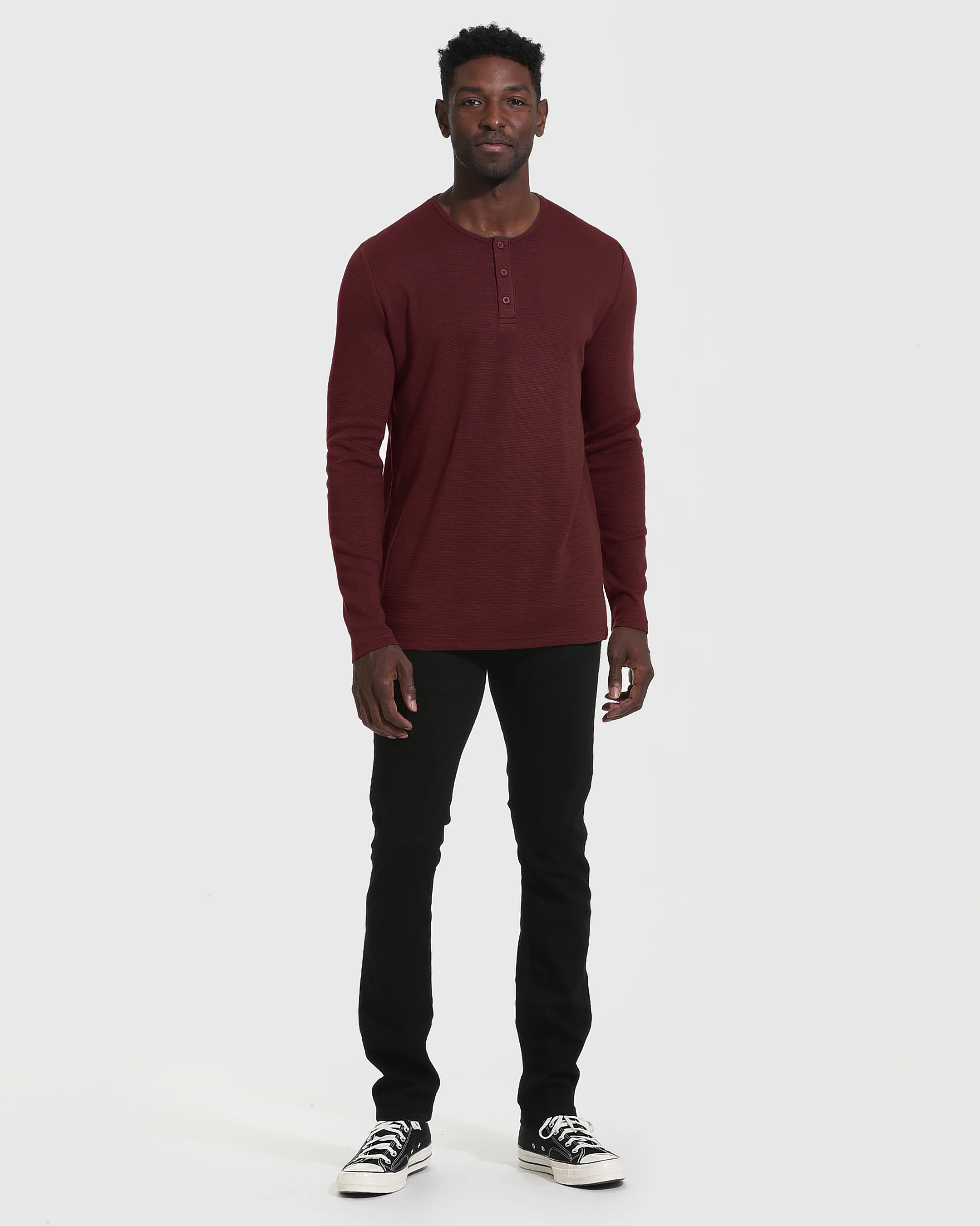 Mahogany Long Sleeve Waffle Henley - Image 6