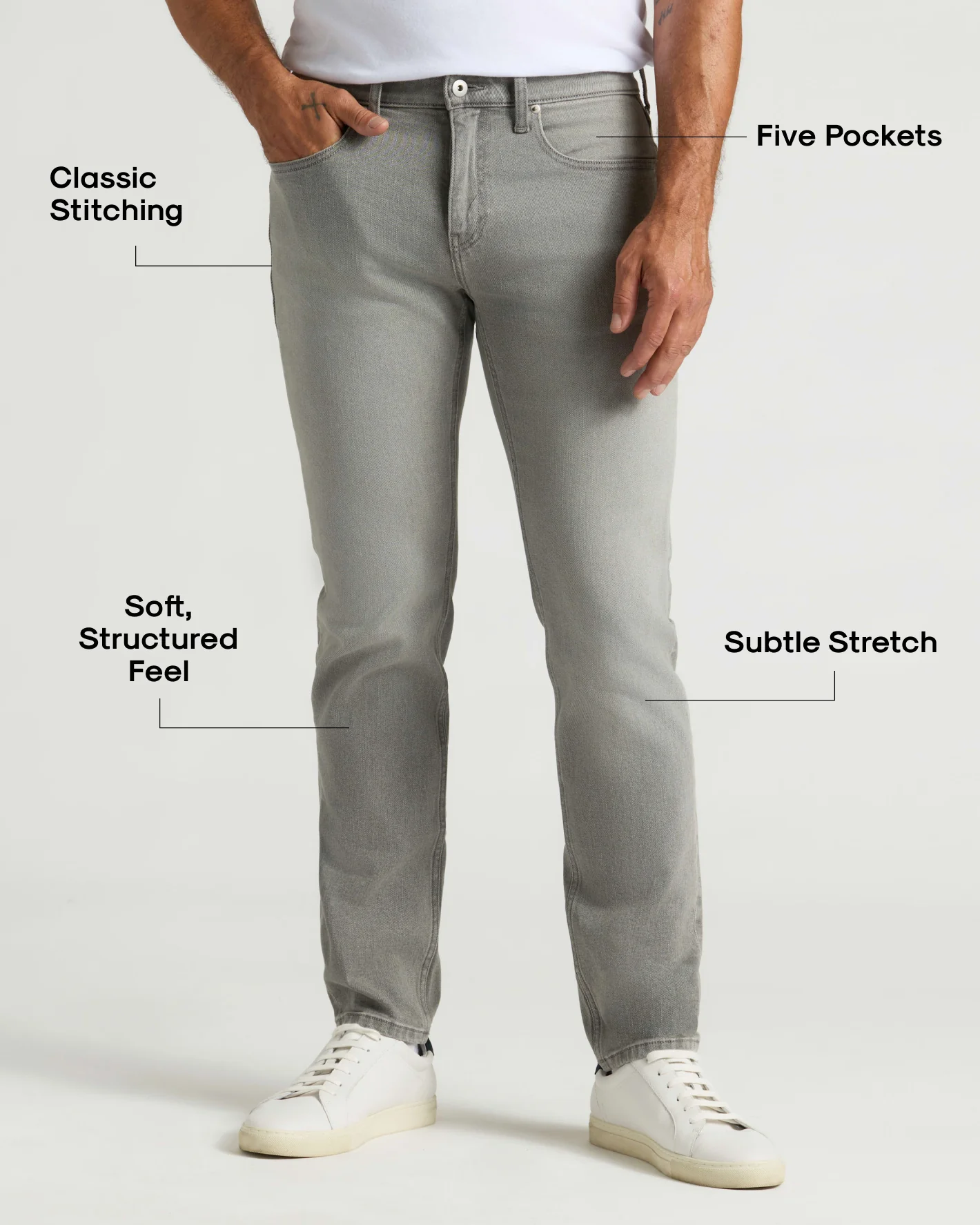 Medium Gray Wash Slim Authentic Denim Jeans - Image 3