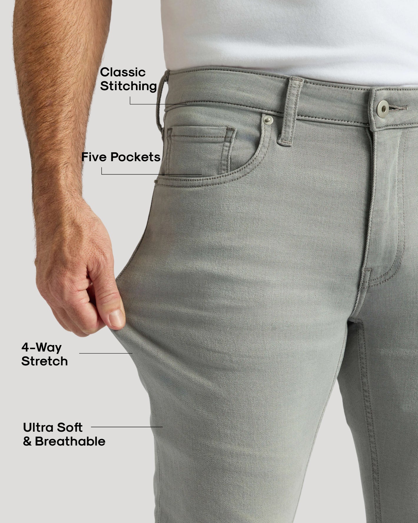Medium Gray Wash Slim Comfort Stretch Jeans - Image 3