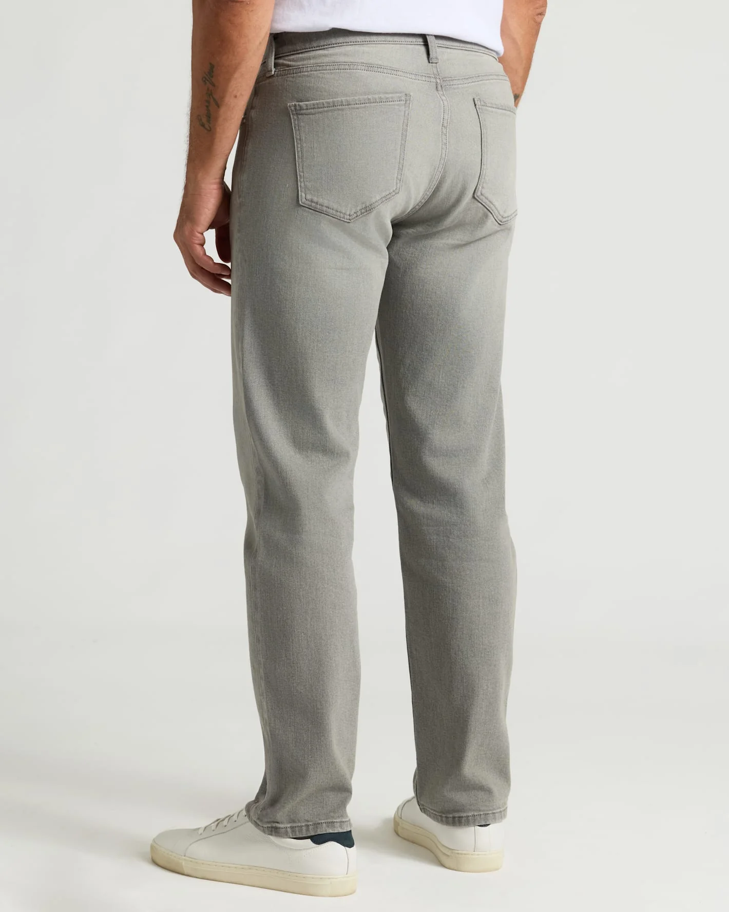 Medium Gray Wash Straight Authentic Denim Jeans - Image 4