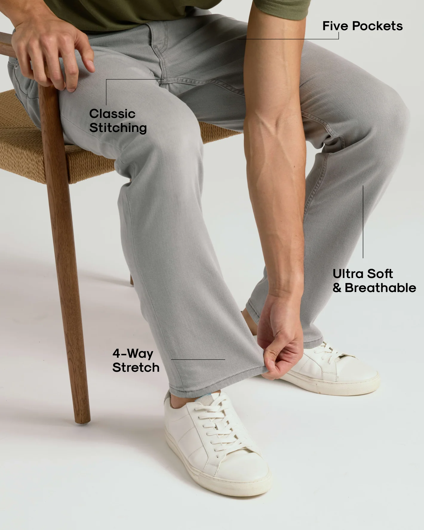 Medium Gray Wash Straight Comfort Stretch Jeans - Image 3
