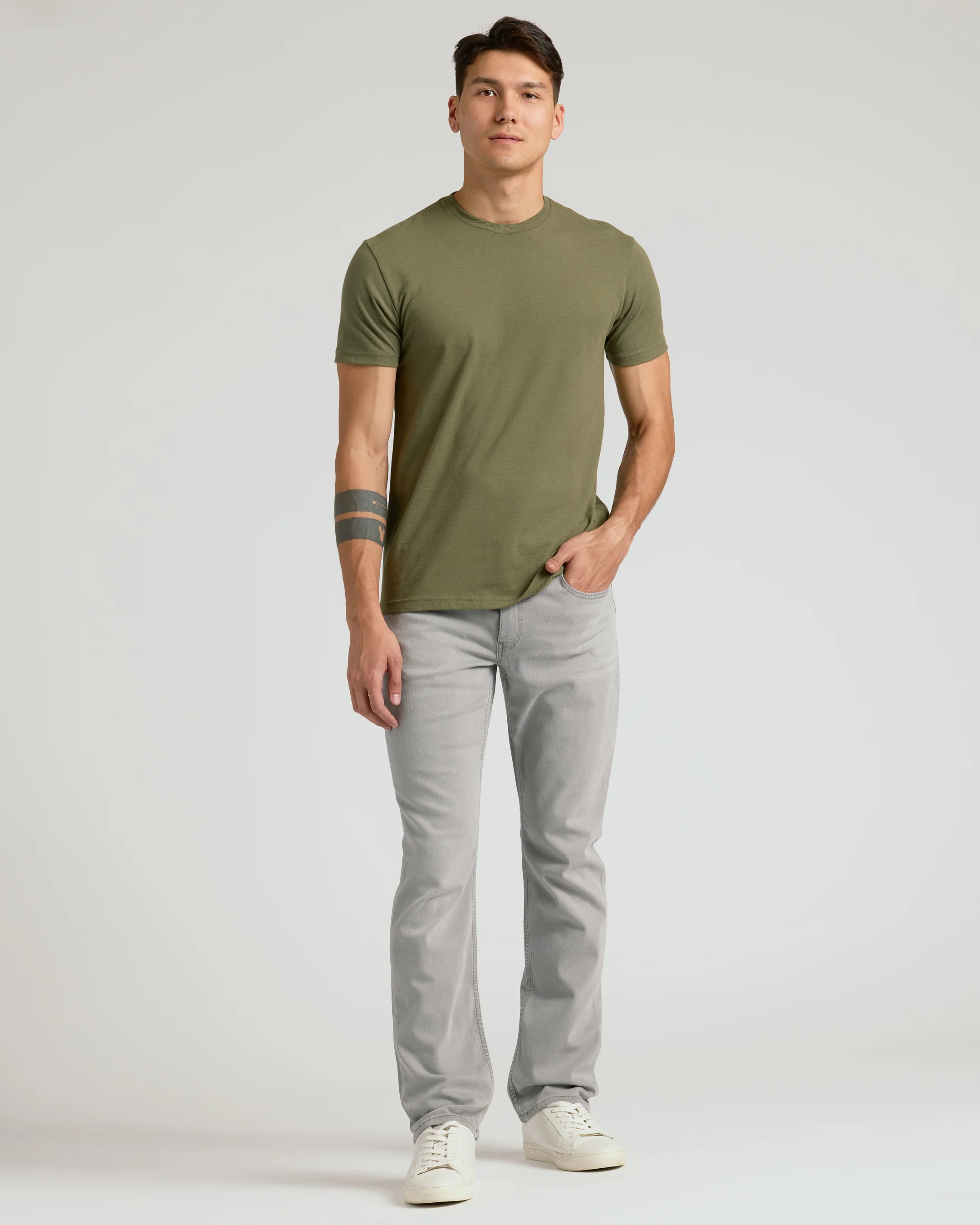 Medium Gray Wash Straight Comfort Stretch Jeans - Image 4