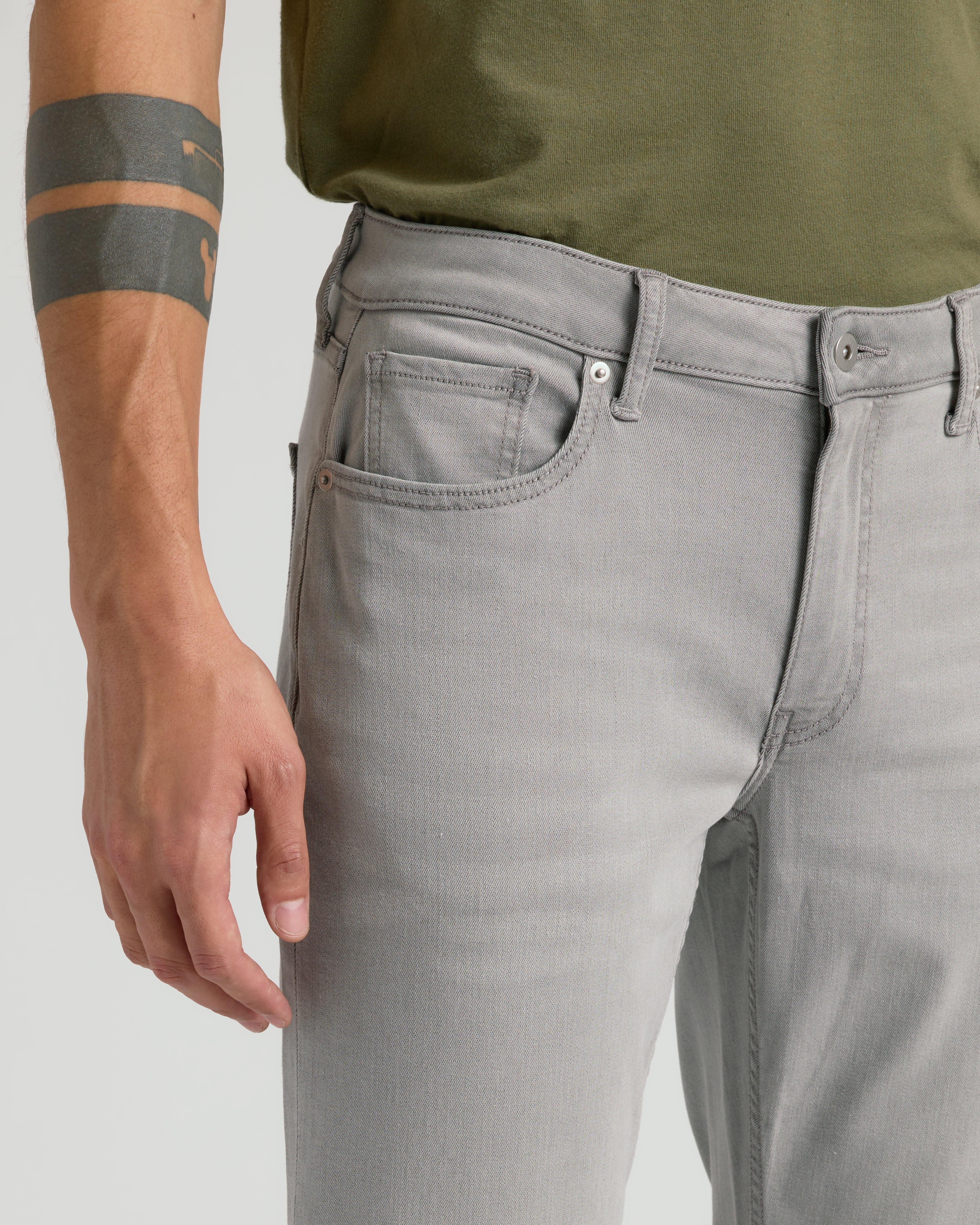 Medium Gray Wash Straight Comfort Stretch Jeans - Image 6