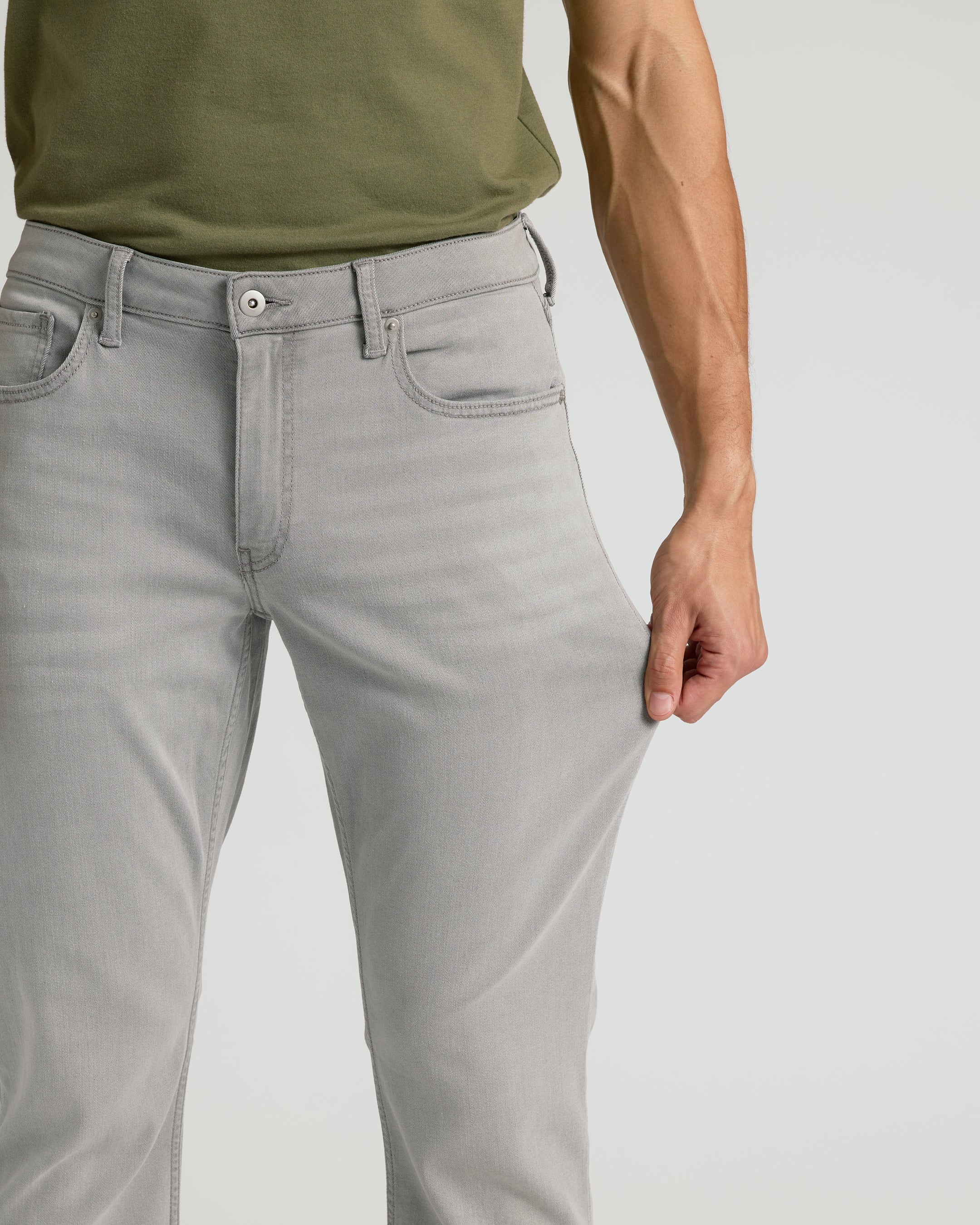 Medium Gray Wash Straight Comfort Stretch Jeans - Image 7