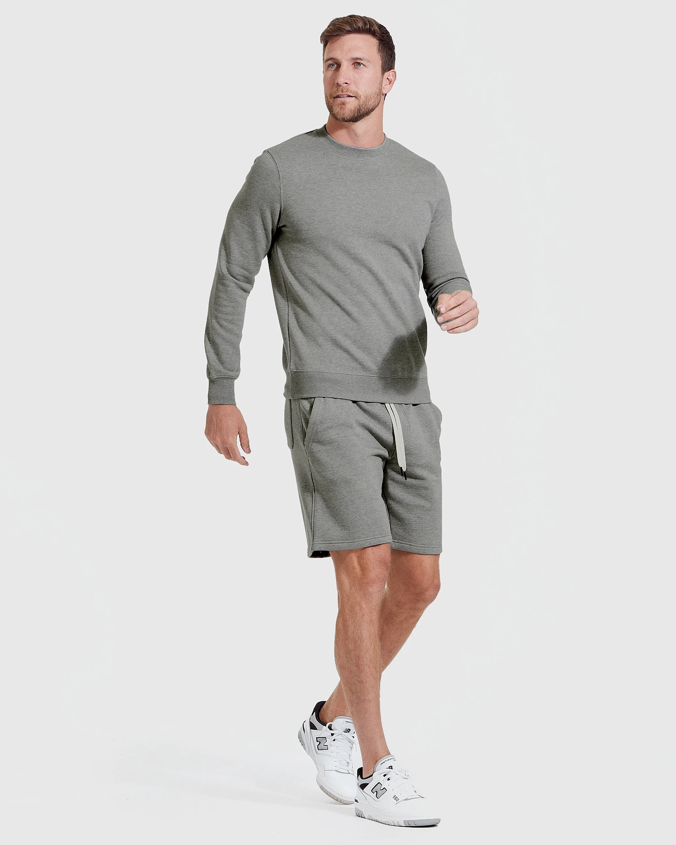Medium Heather Gray Fleece French Terry Shorts - Image 4