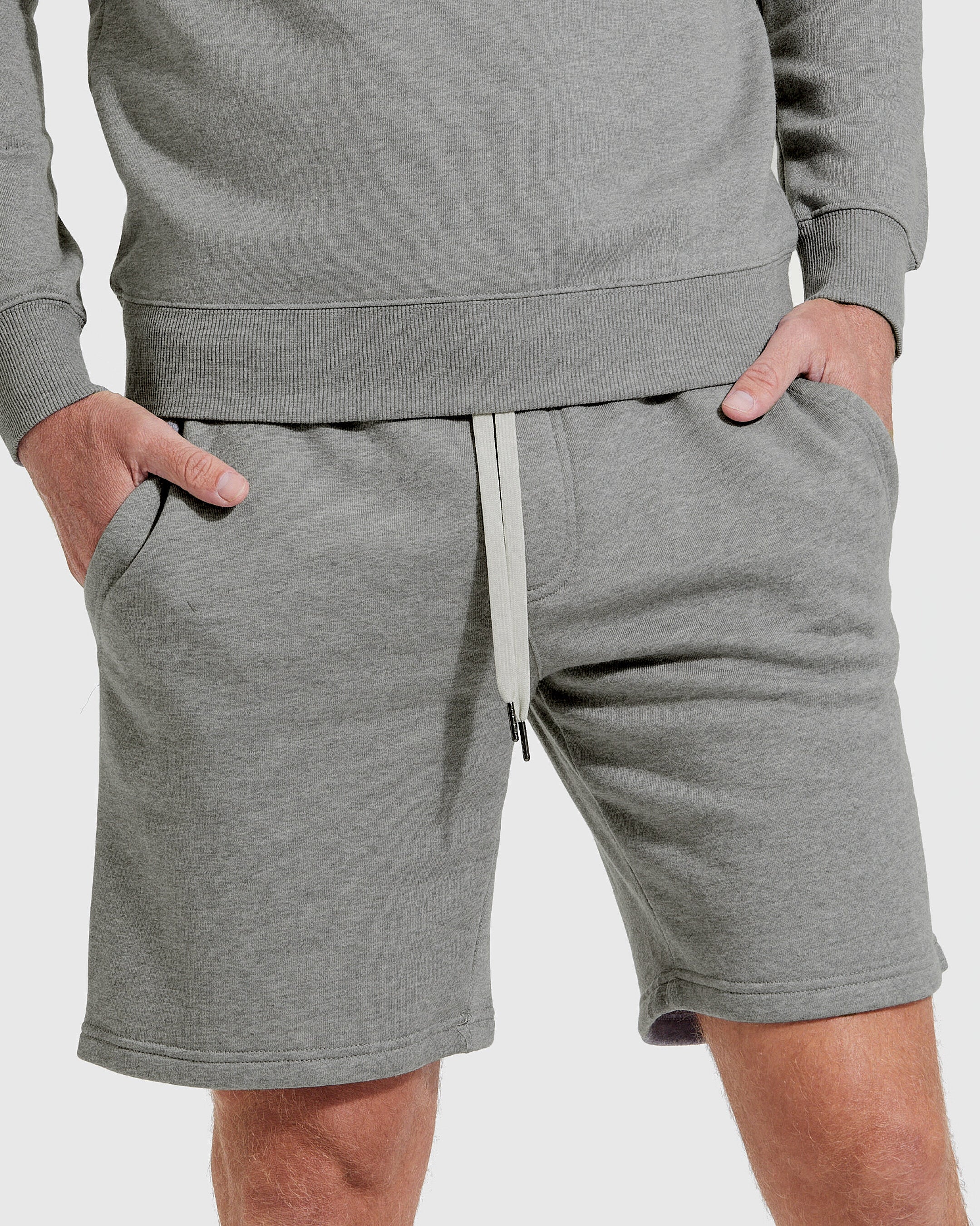Medium Heather Gray Fleece French Terry Shorts - Image 5