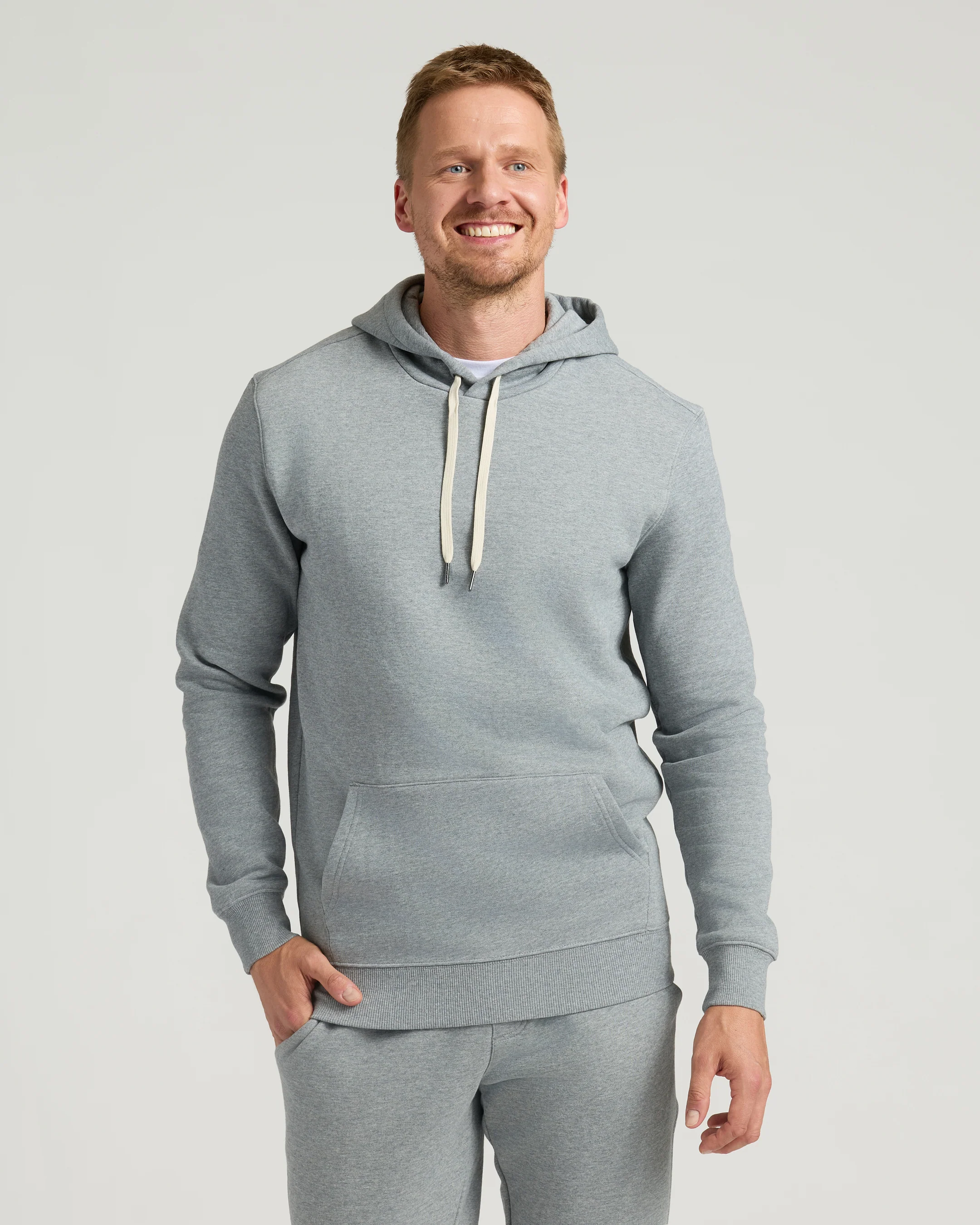 Medium Heather Gray Tall Fleece French Terry Pullover Hoodie