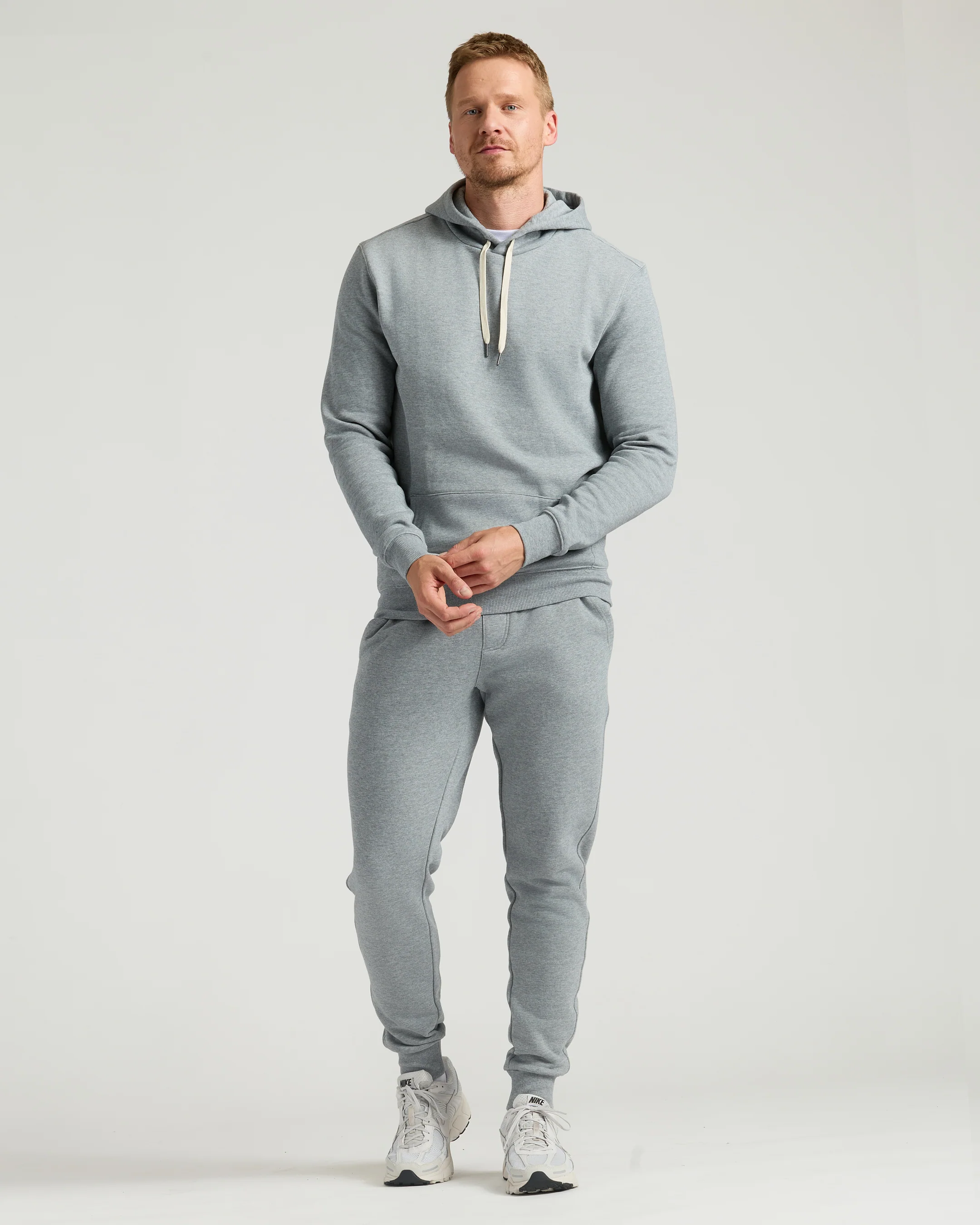 Medium Heather Gray Tall Fleece French Terry Pullover Hoodie - Image 4