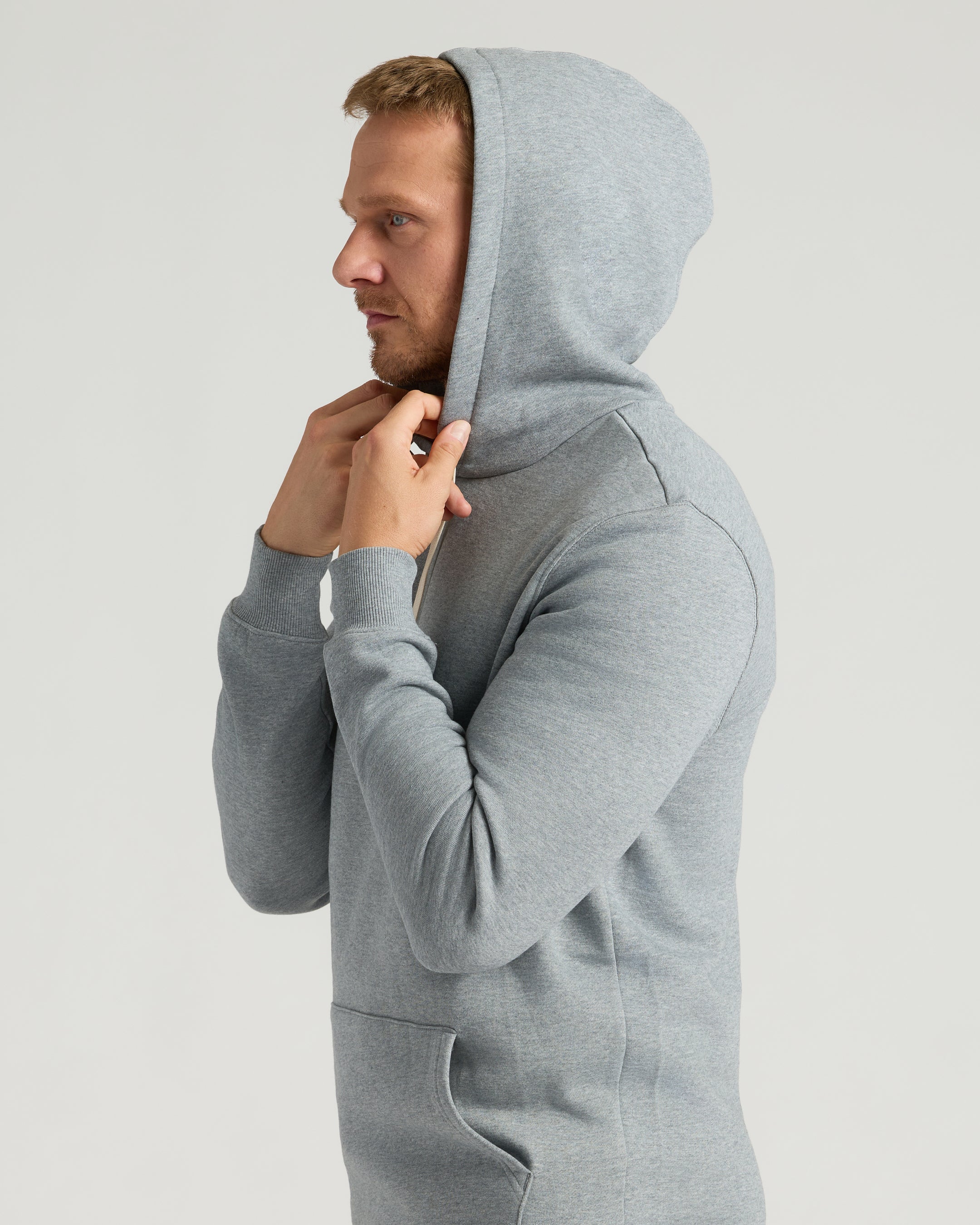 Medium Heather Gray Tall Fleece French Terry Pullover Hoodie - Image 6
