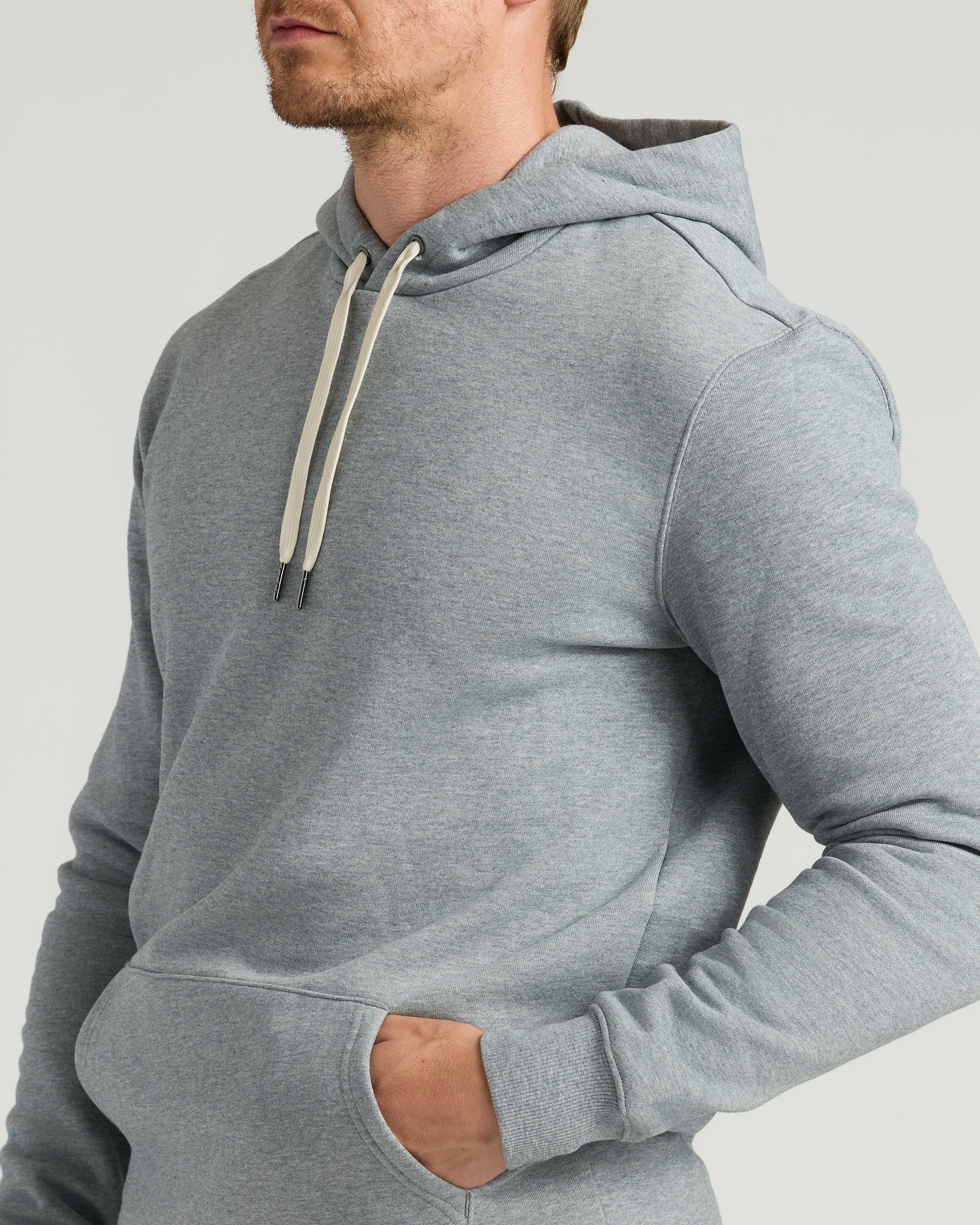 Medium Heather Gray Tall Fleece French Terry Pullover Hoodie - Image 7