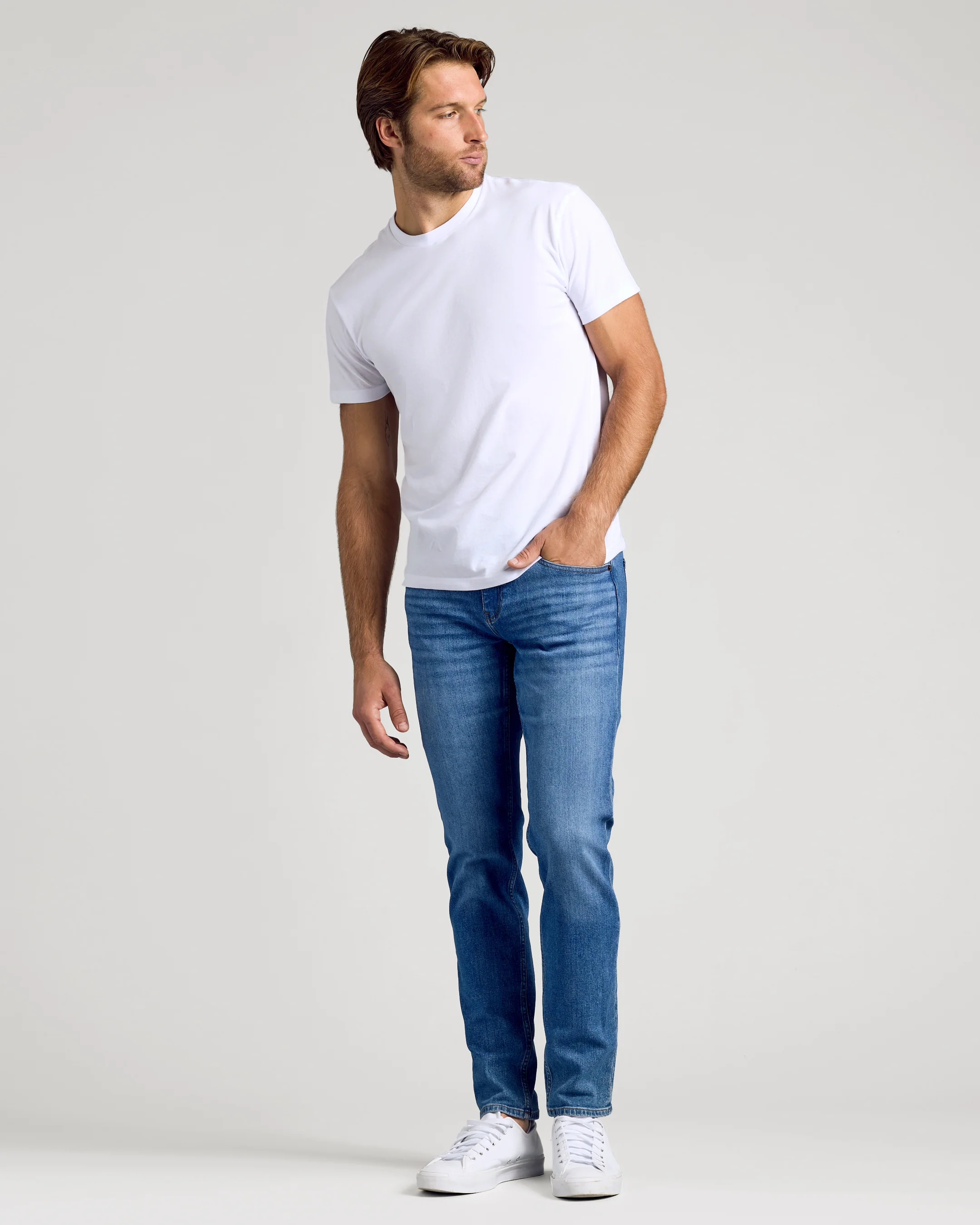 Medium Indigo Wash Slim Authentic Denim Jeans - Image 4