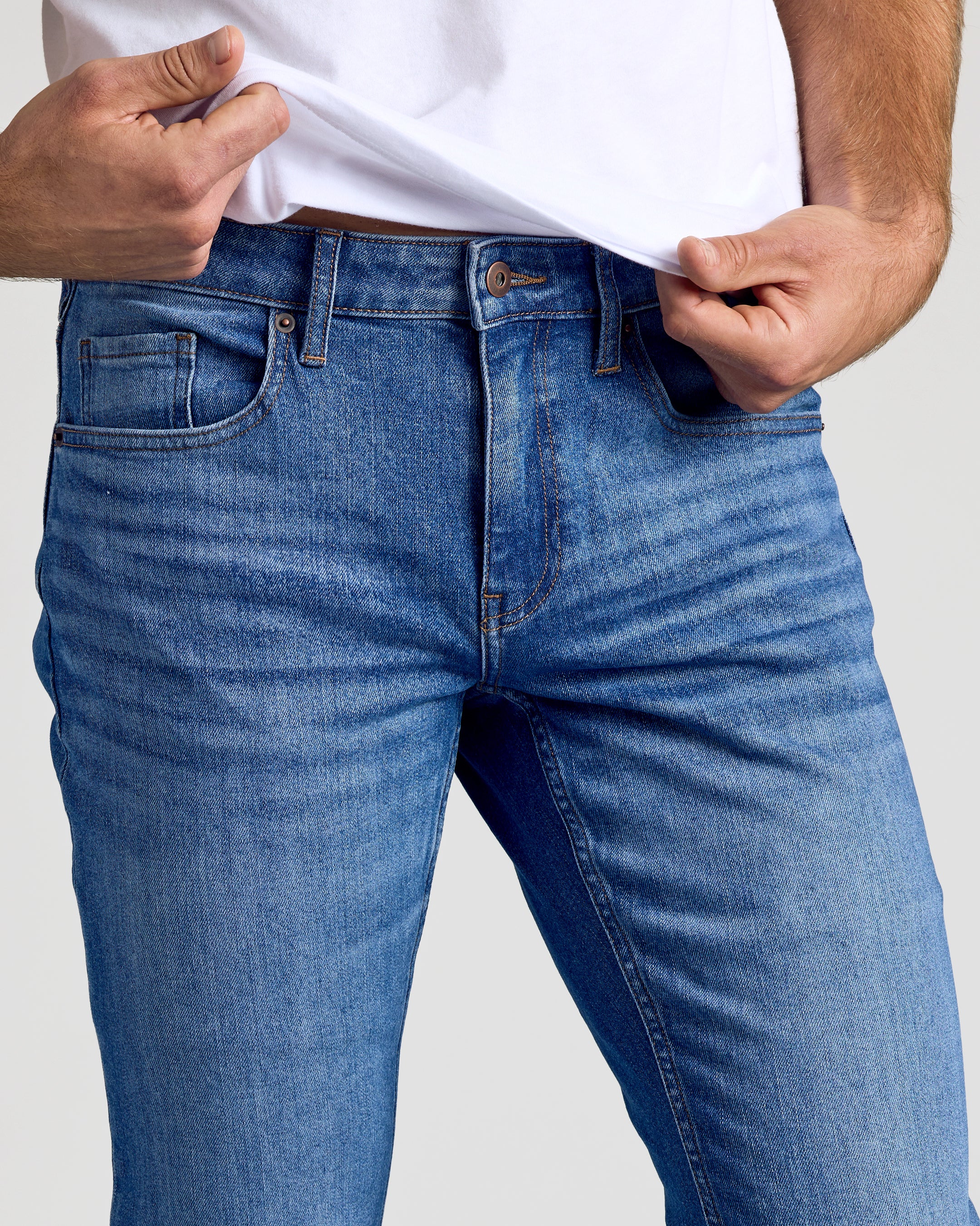 Medium Indigo Wash Slim Authentic Denim Jeans - Image 6