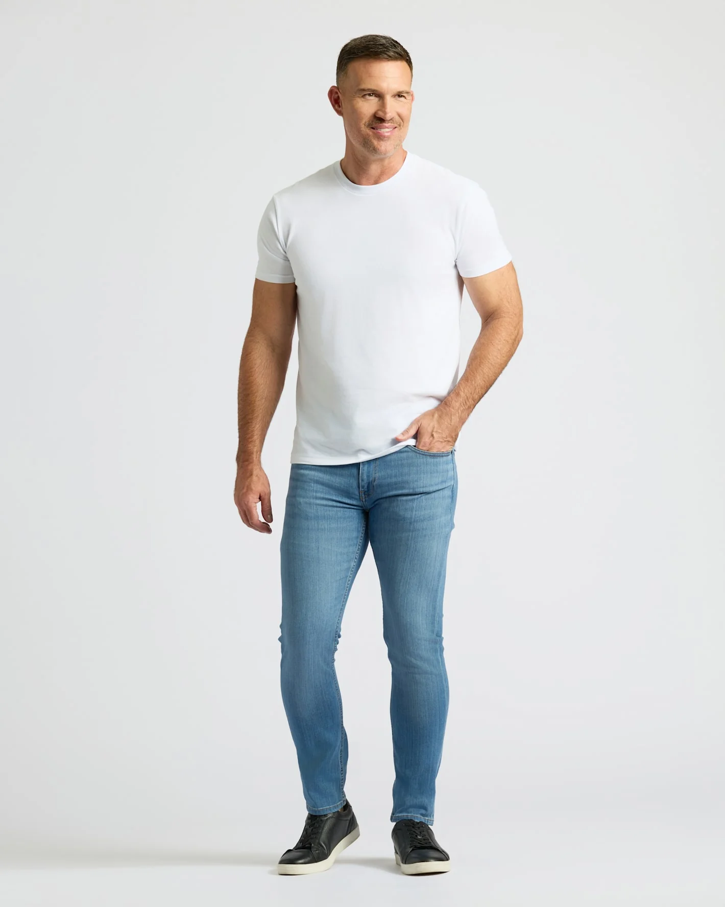 Medium Indigo Wash Slim Comfort Stretch Jeans - Image 4