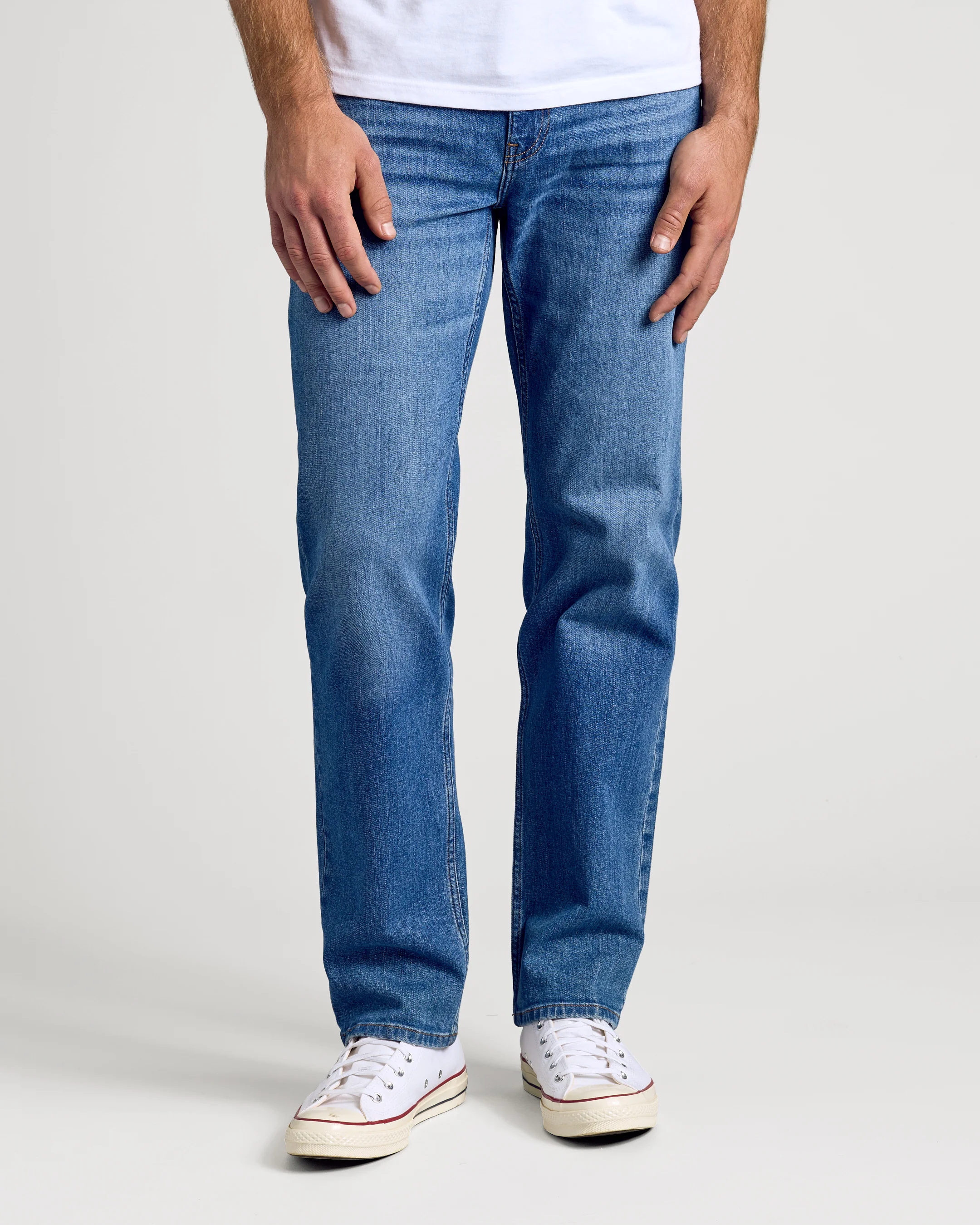 Medium Indigo Wash Straight Authentic Denim Jeans