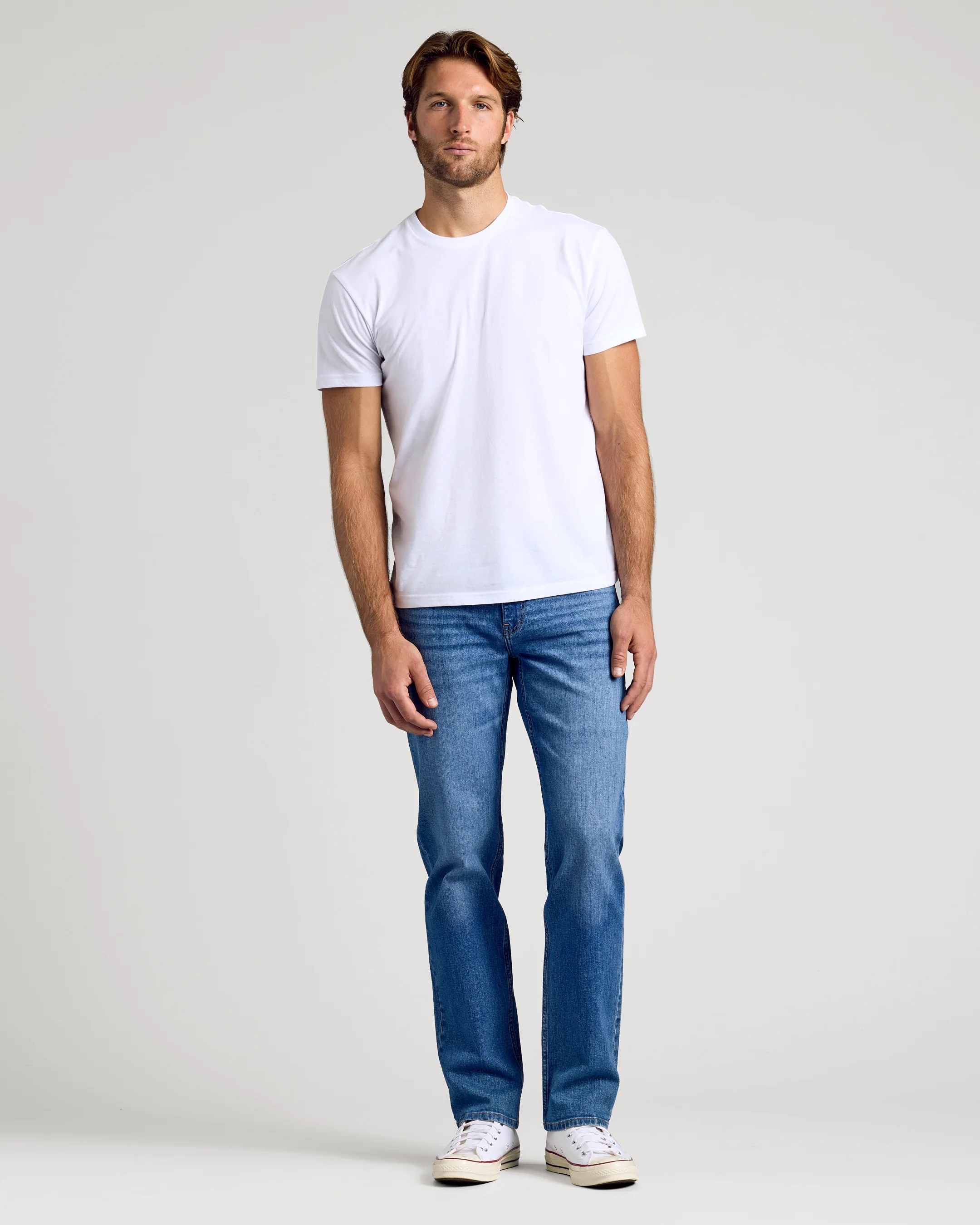 Medium Indigo Wash Straight Authentic Denim Jeans - Image 4