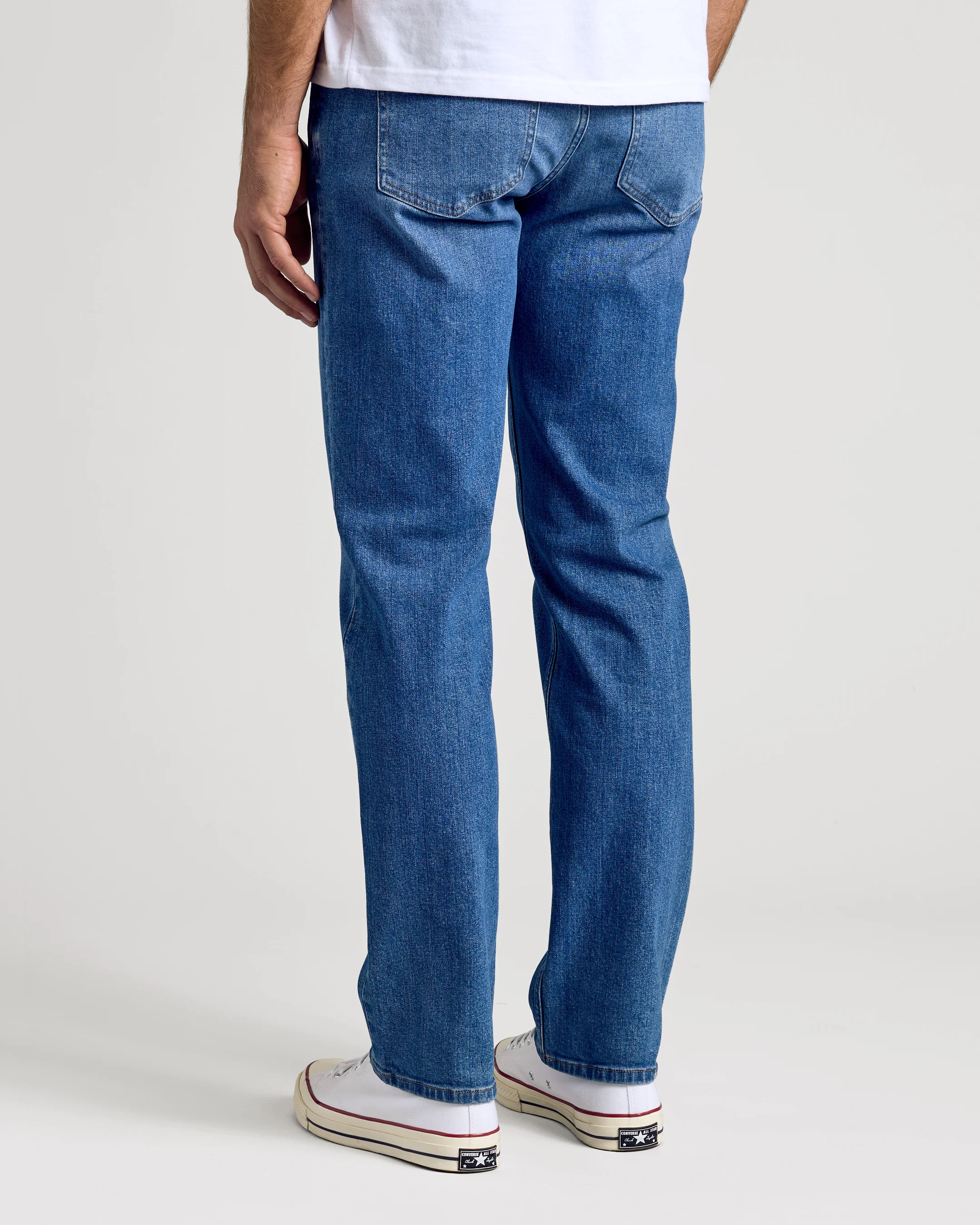 Medium Indigo Wash Straight Authentic Denim Jeans - Image 5