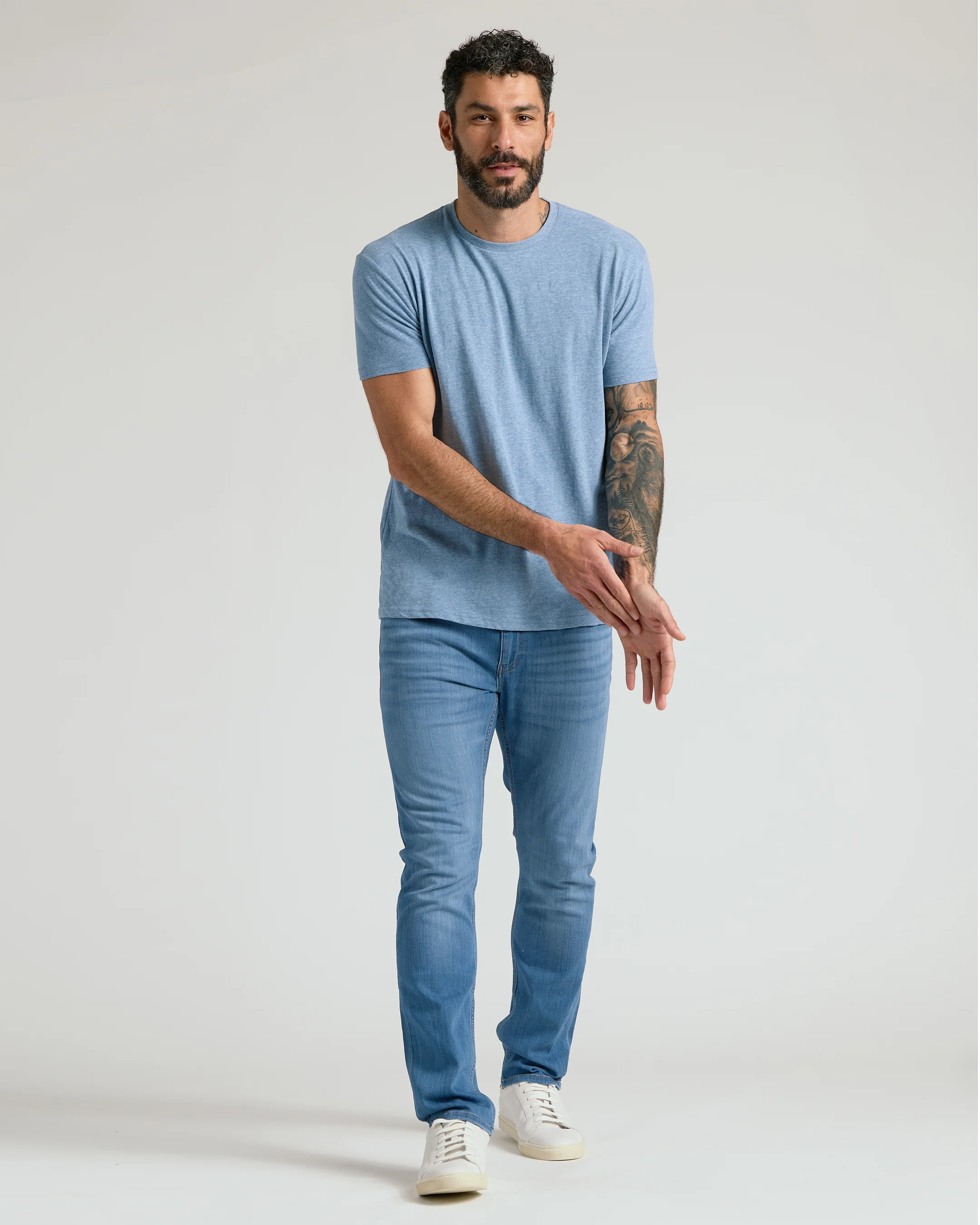 Medium Indigo Wash Straight Comfort Stretch Jeans - Image 4