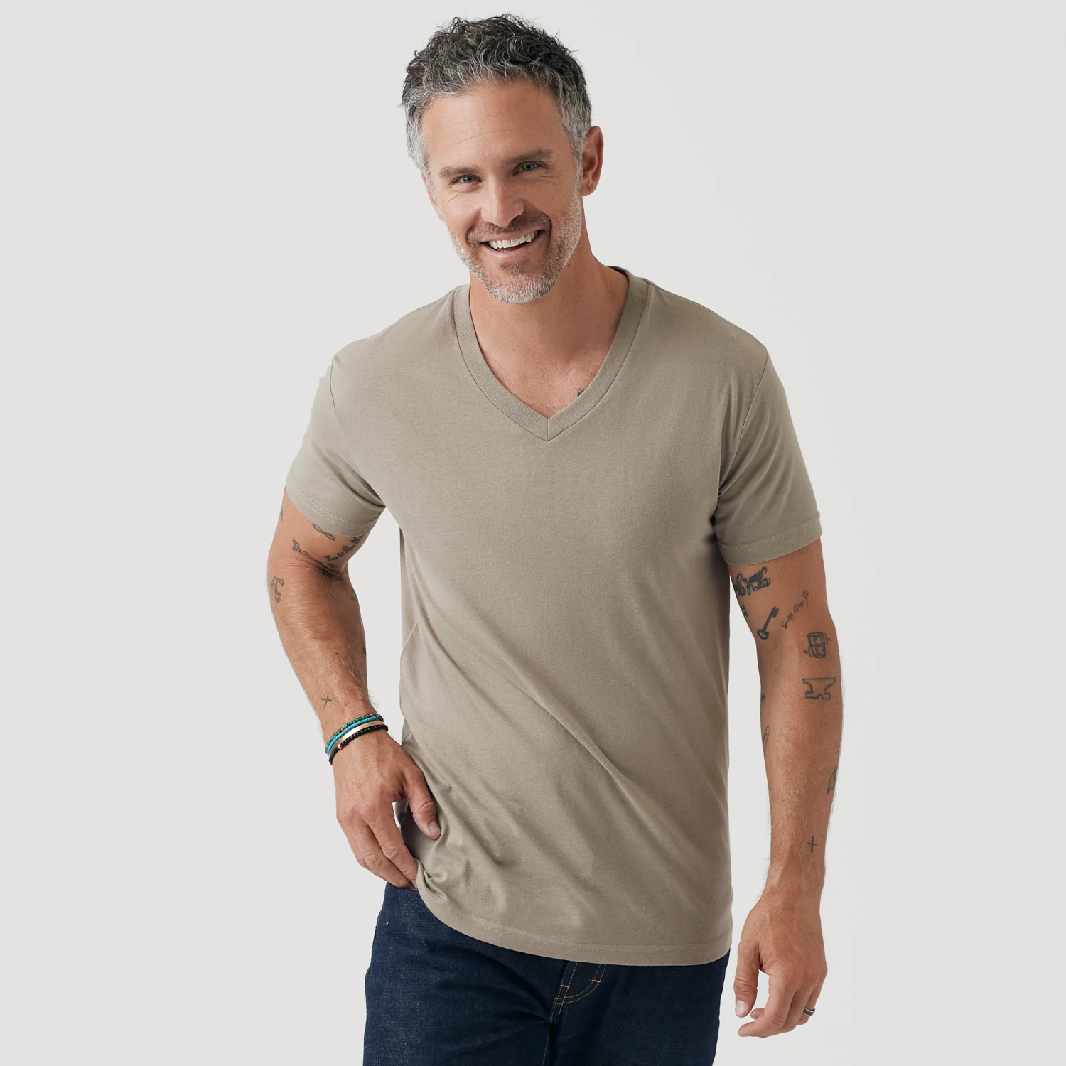 Military Beige Classic V-Neck