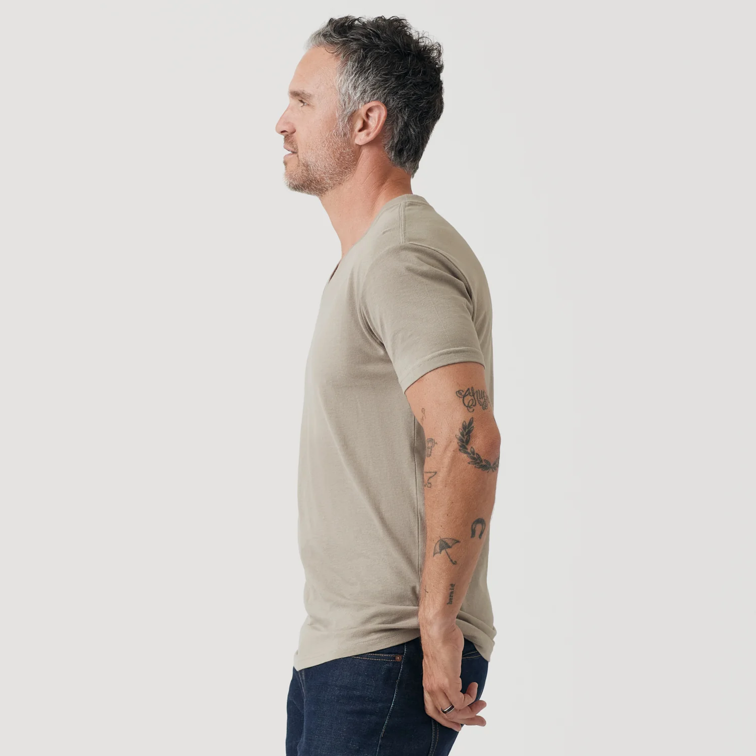 Military Beige Classic V-Neck - Image 4