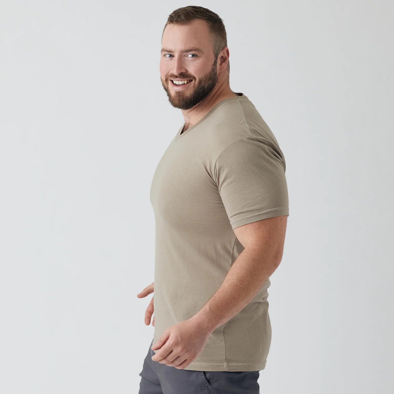 Military Beige Classic V-Neck - Image 7