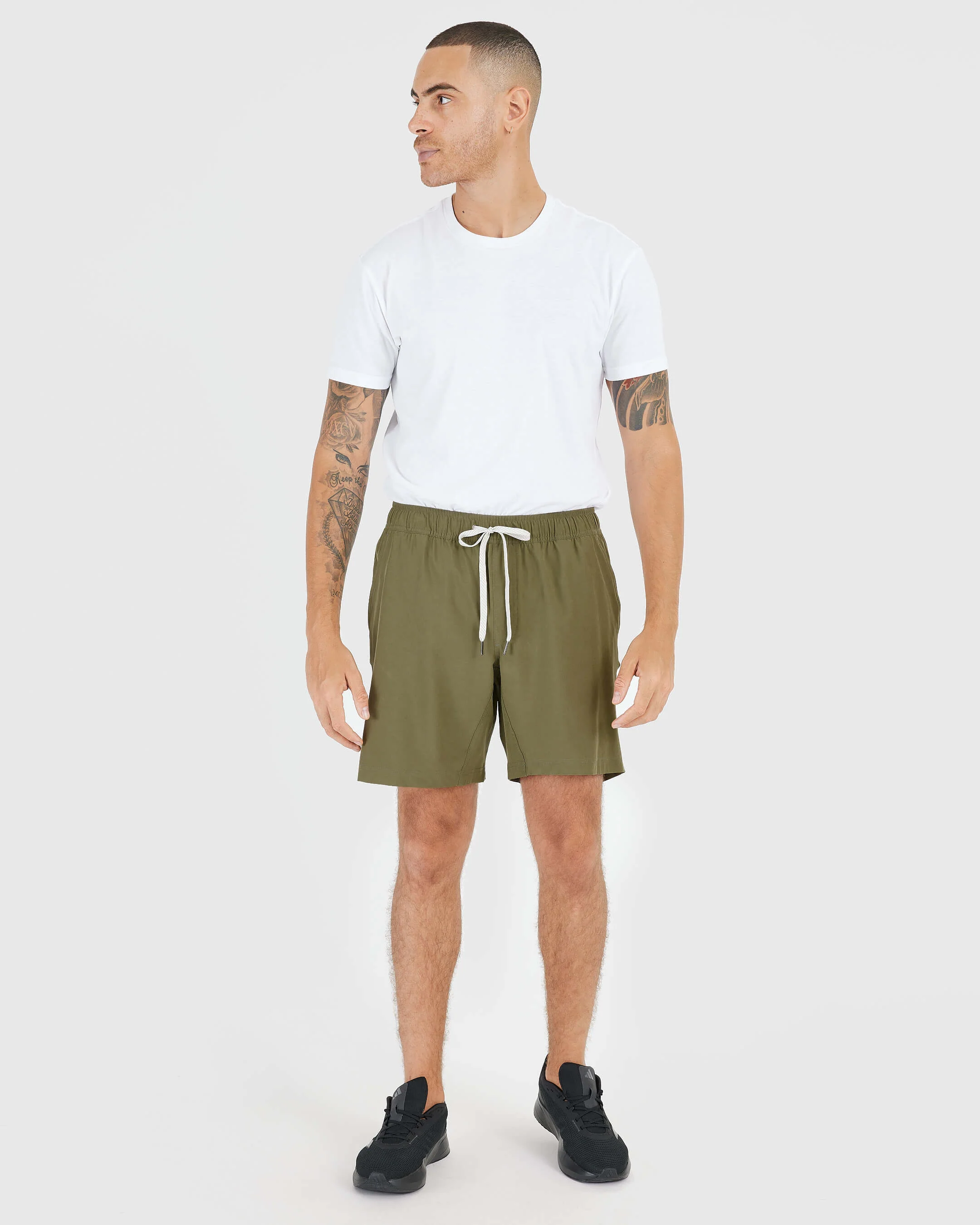 Military Green Active Quick Dry Shorts with Liner - Image 4
