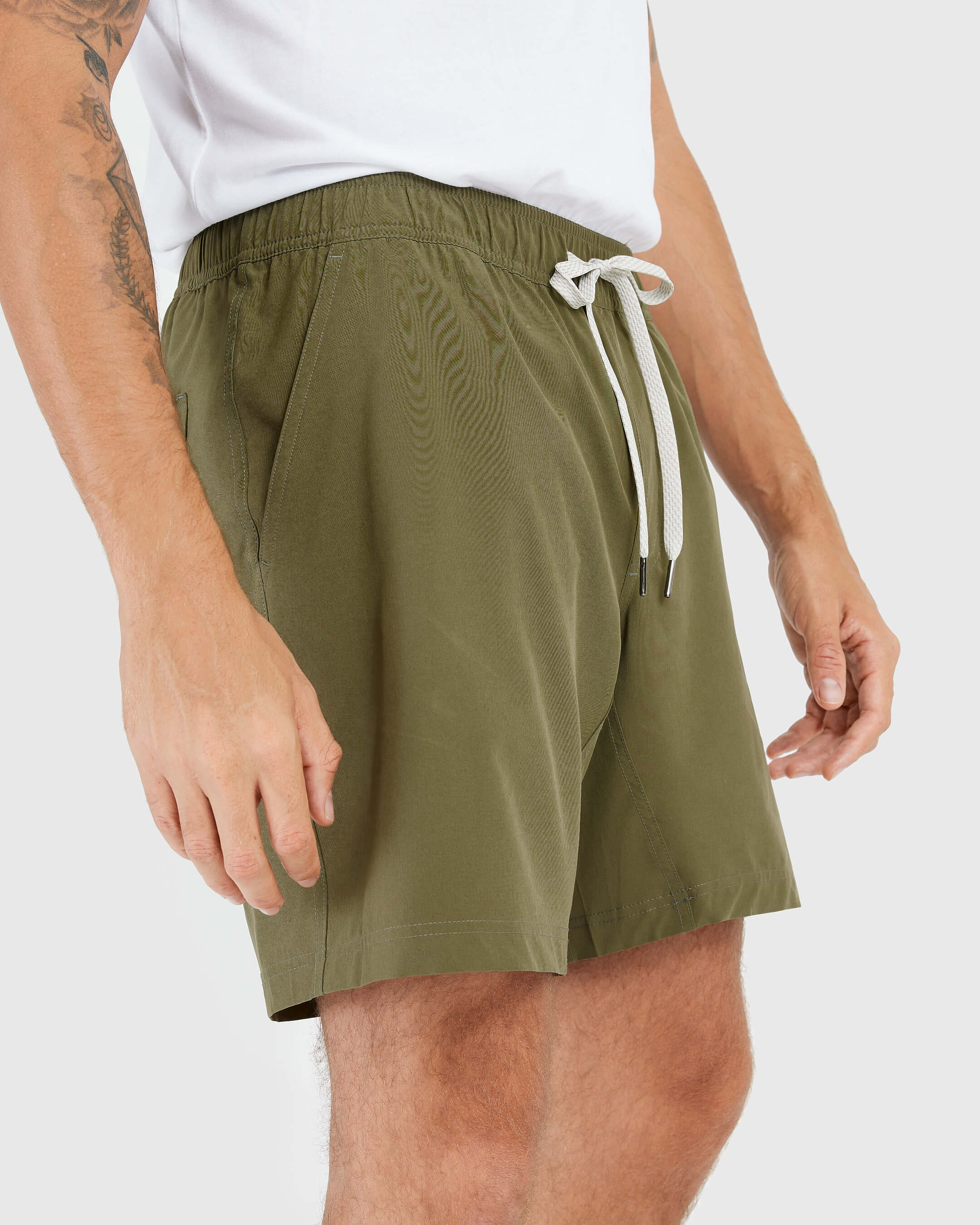 Military Green Active Quick Dry Shorts with Liner - Image 6