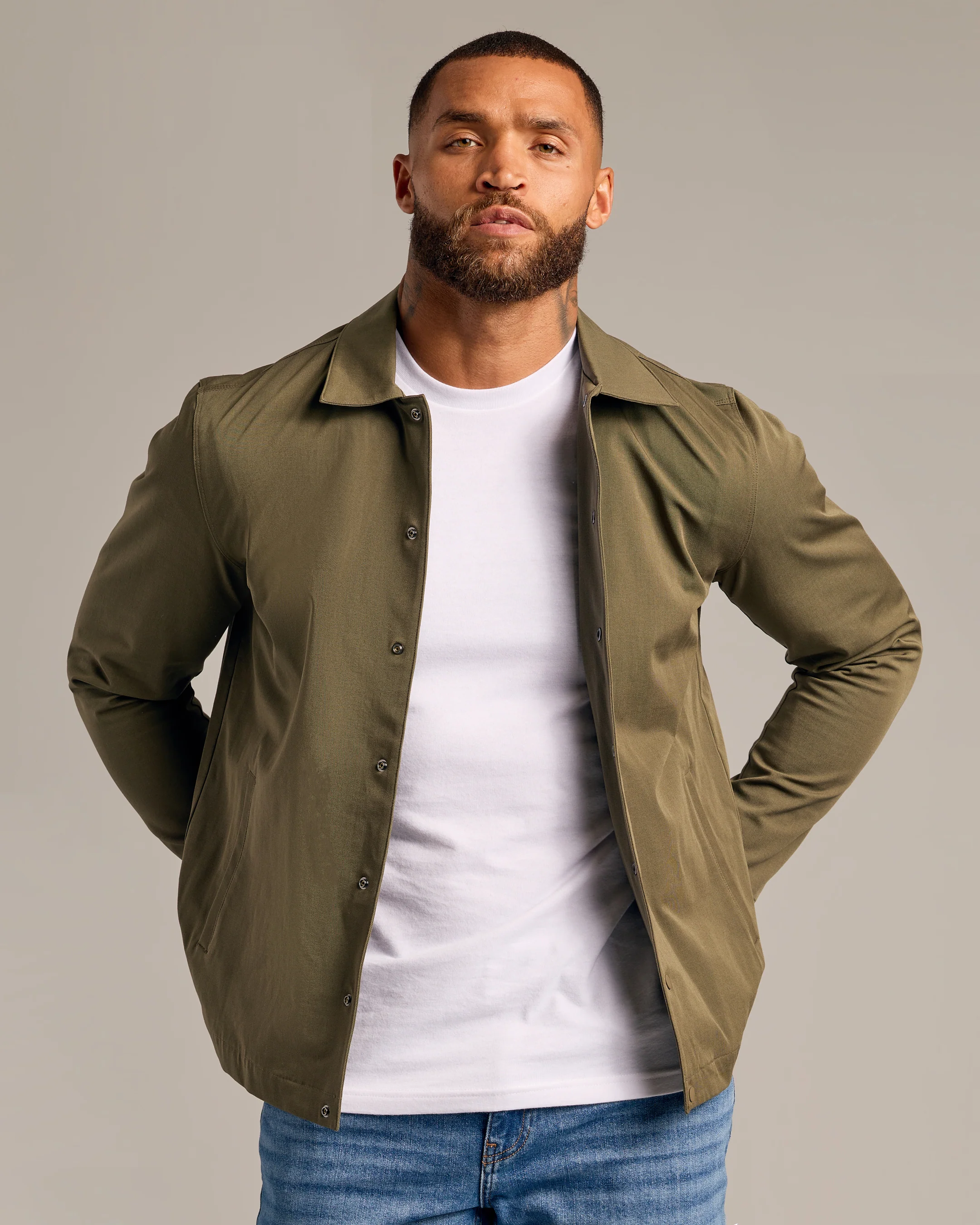 Military Green Coaches Jacket - Image 6
