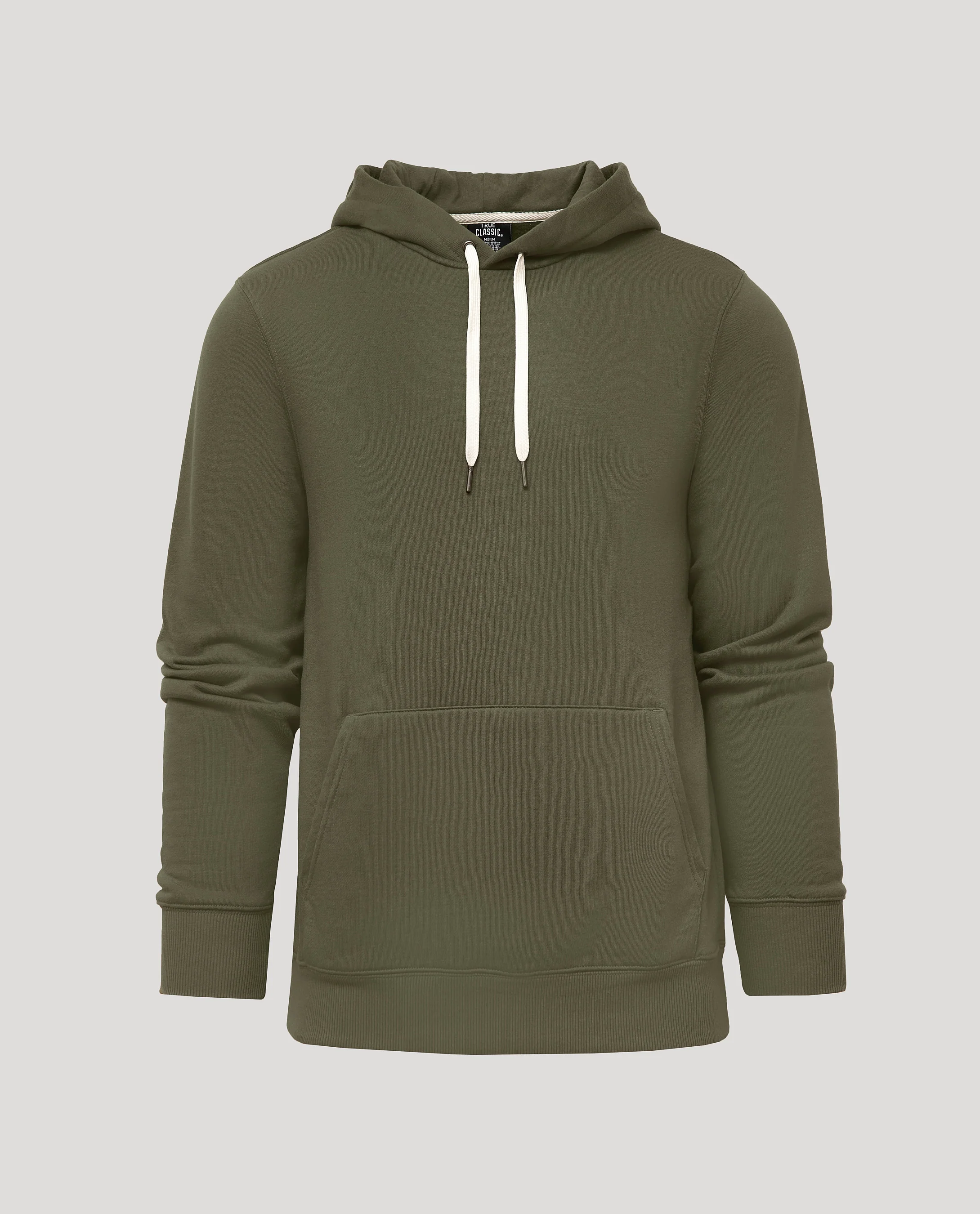 Military Green Fleece French Terry Pullover Hoodie - Image 2