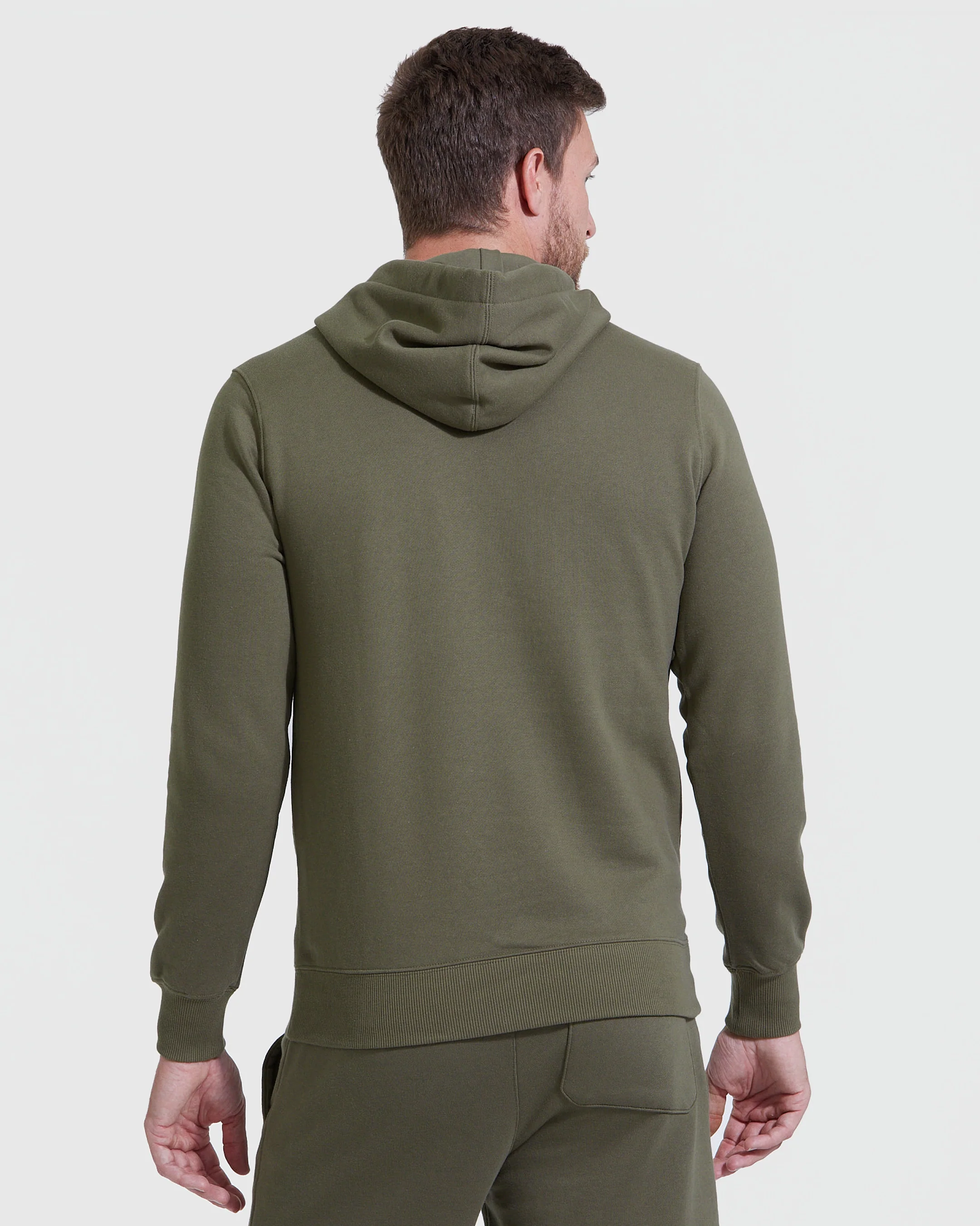 Military Green Fleece French Terry Pullover Hoodie - Image 5