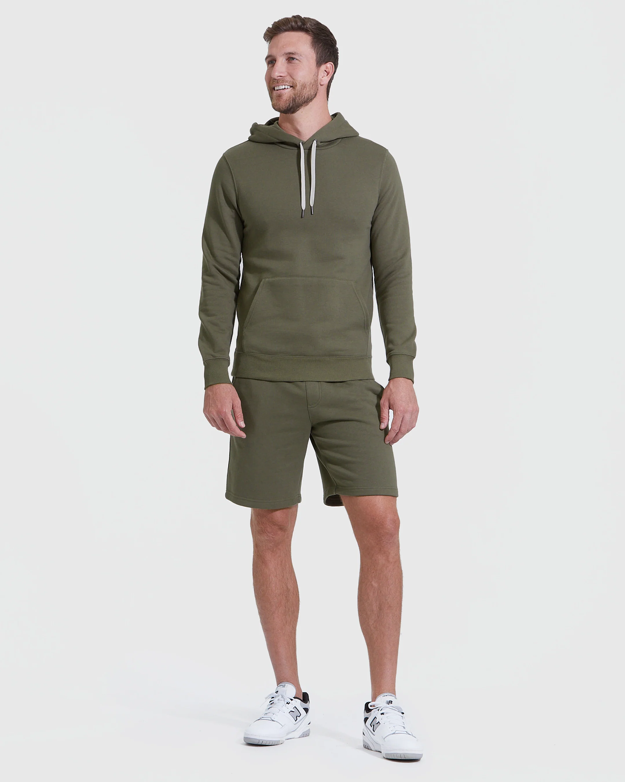 Military Green Fleece French Terry Pullover Hoodie - Image 7