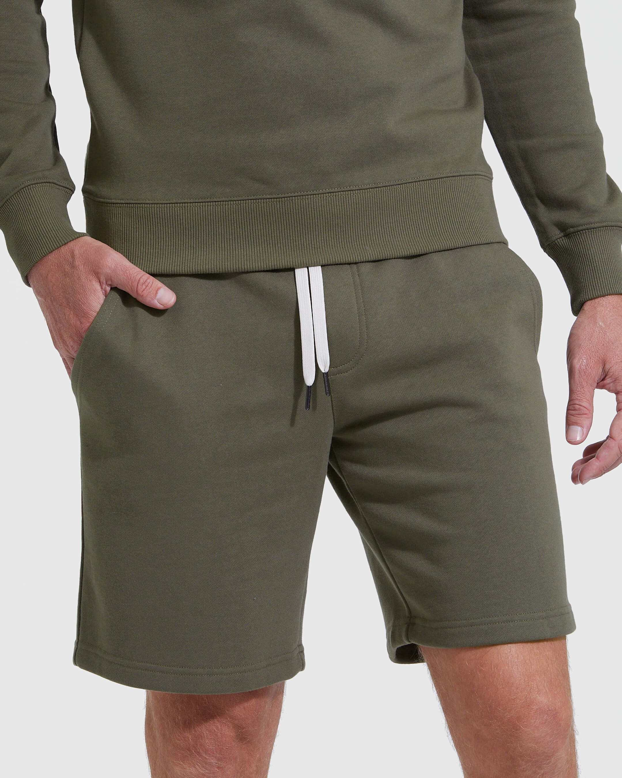 Military Green Fleeced French Terry Short - Image 4