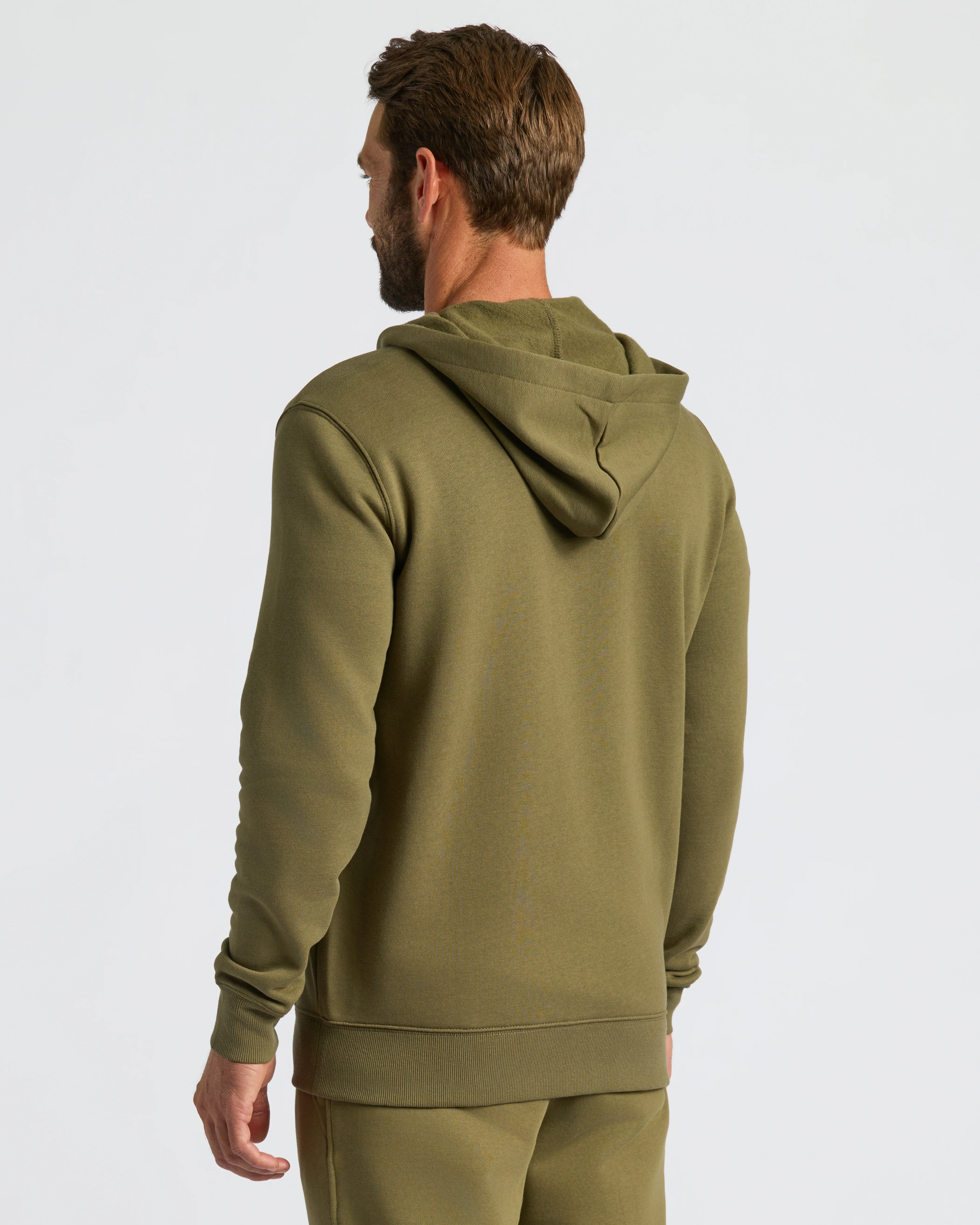 Military Green Fleece French Terry Zip Hoodie - Image 4