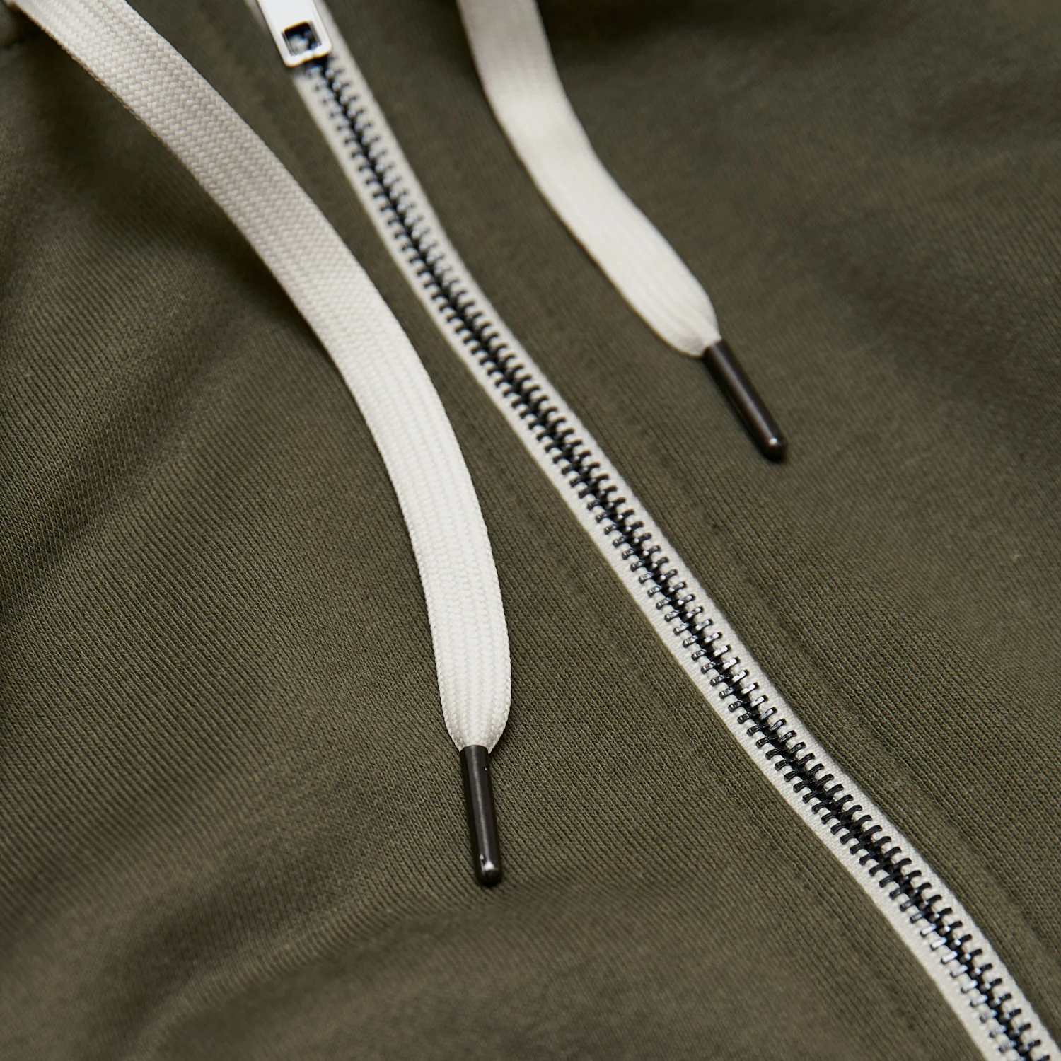 Military Green Fleece French Terry Zip Hoodie - Image 8