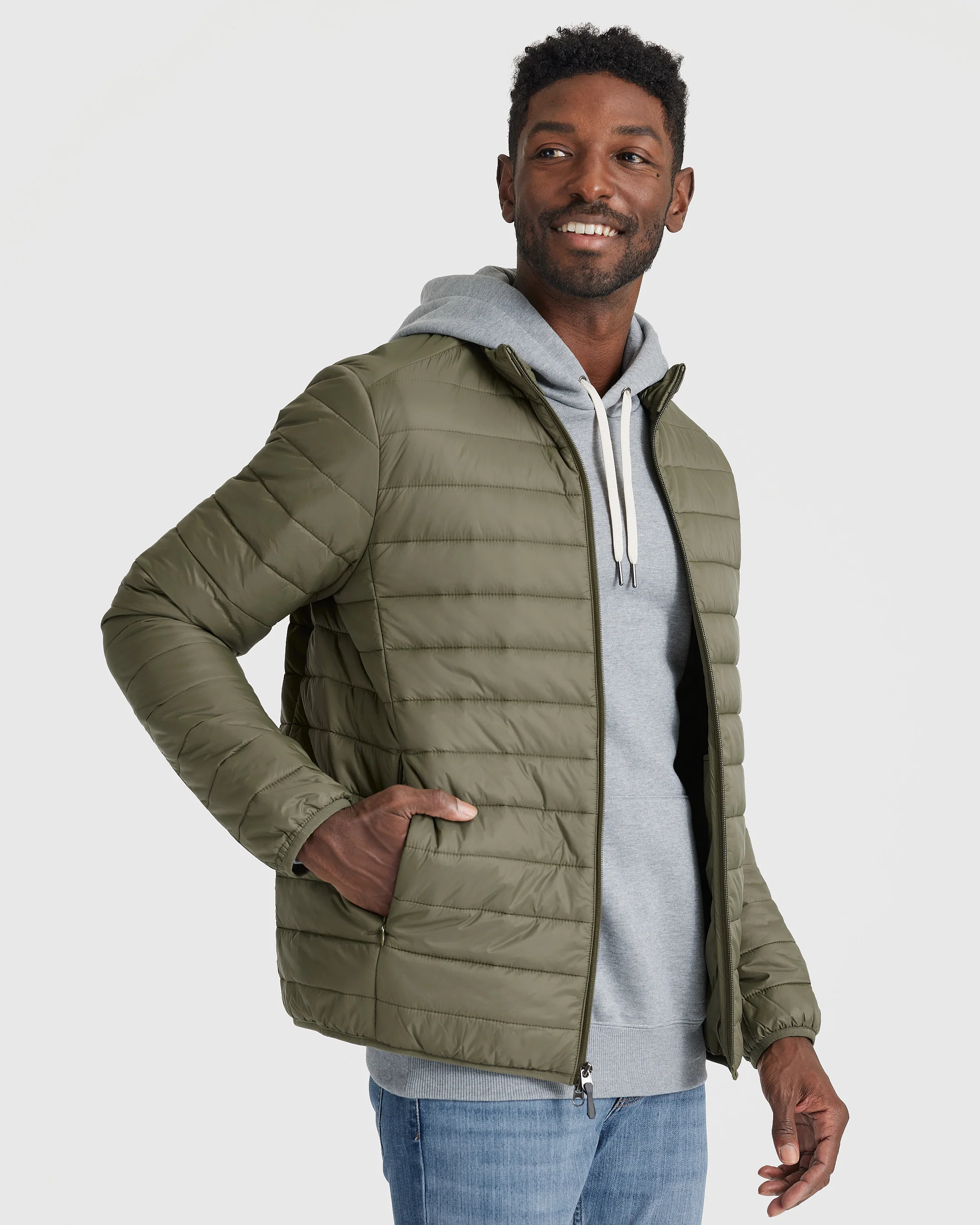 Military Green Puffer Jacket - Image 3