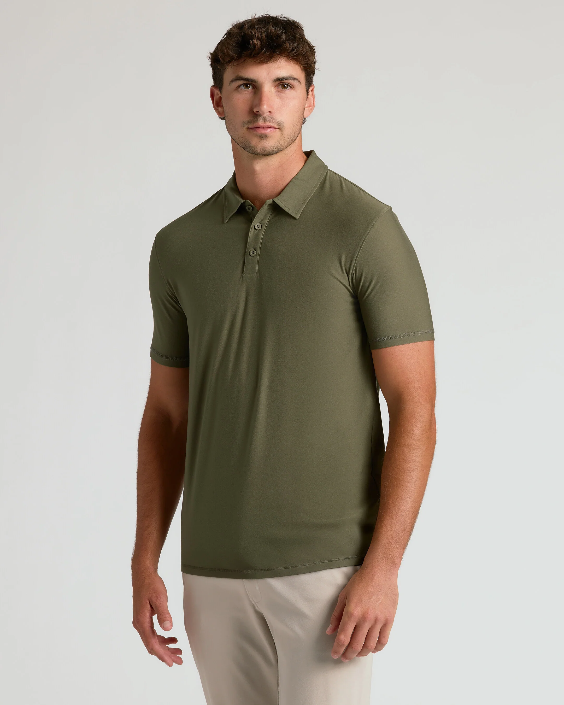 Military Green Short Sleeve Tall Active Polo