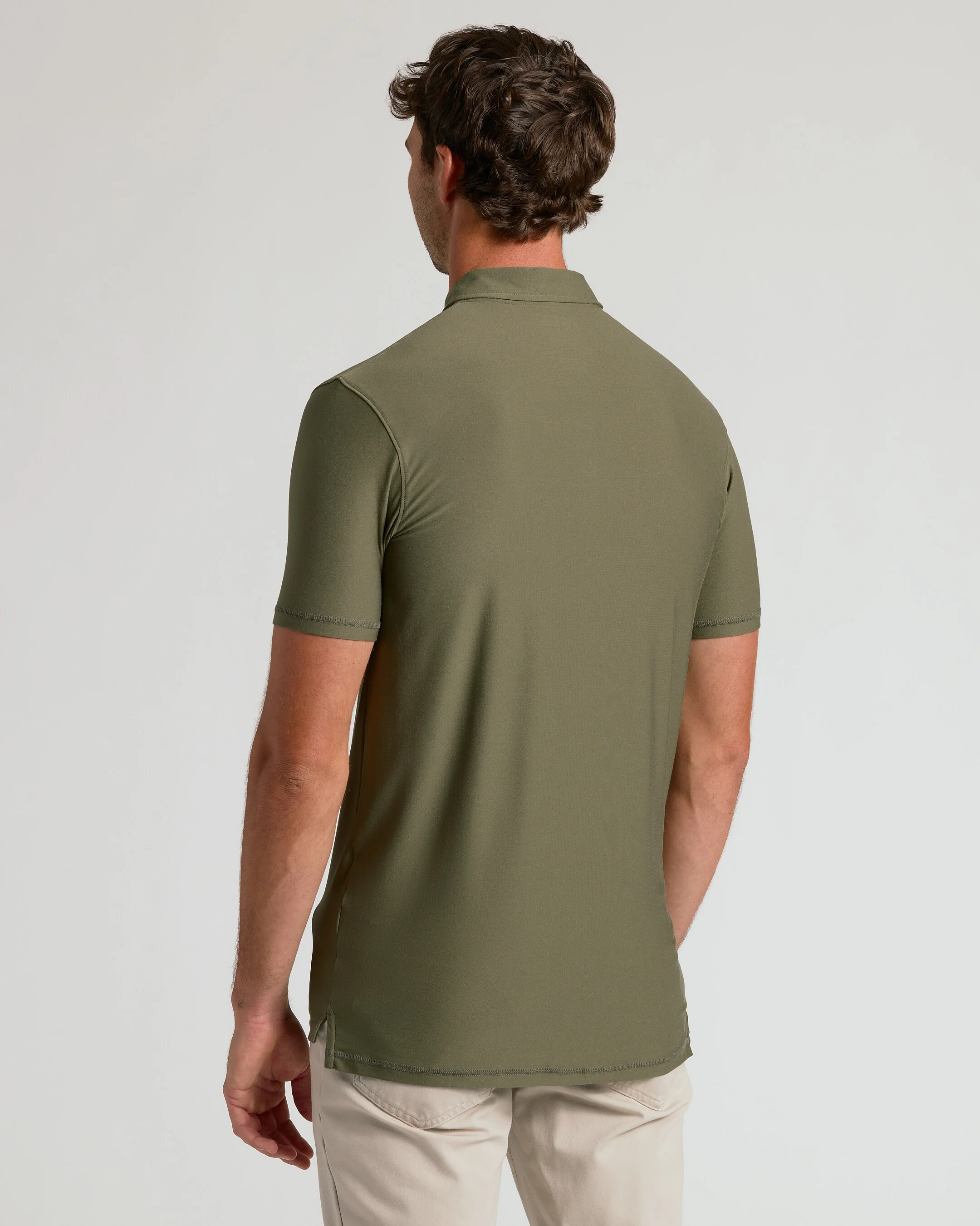 Military Green Short Sleeve Tall Active Polo - Image 3
