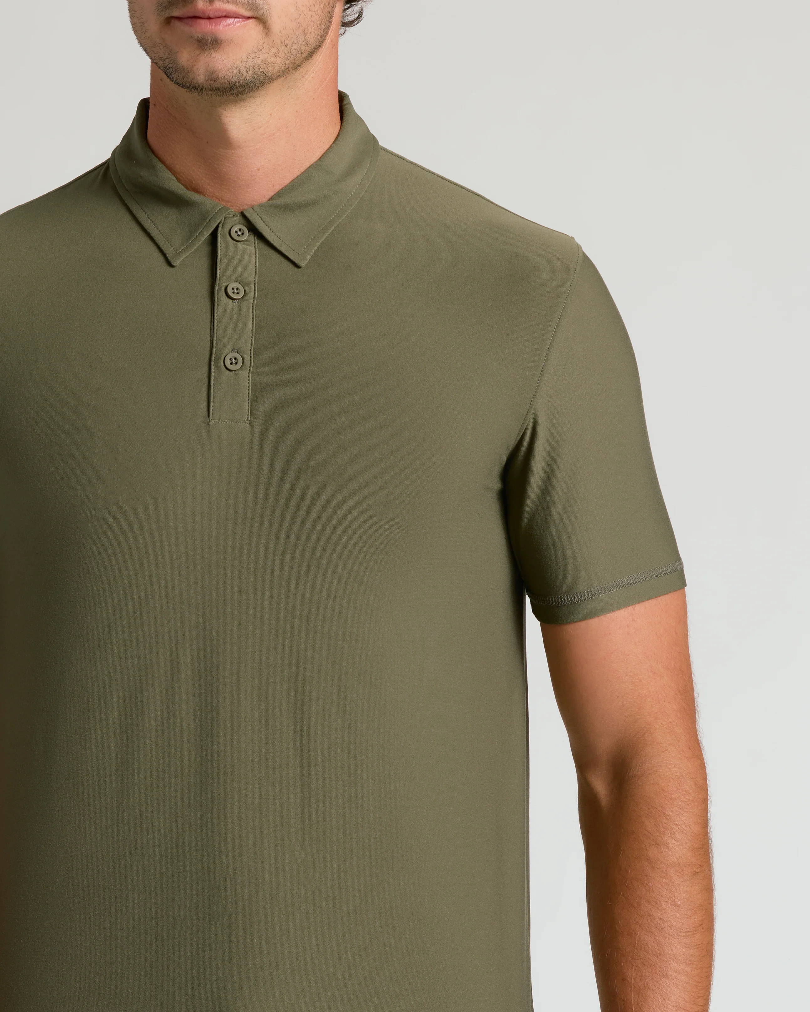 Military Green Short Sleeve Tall Active Polo - Image 4