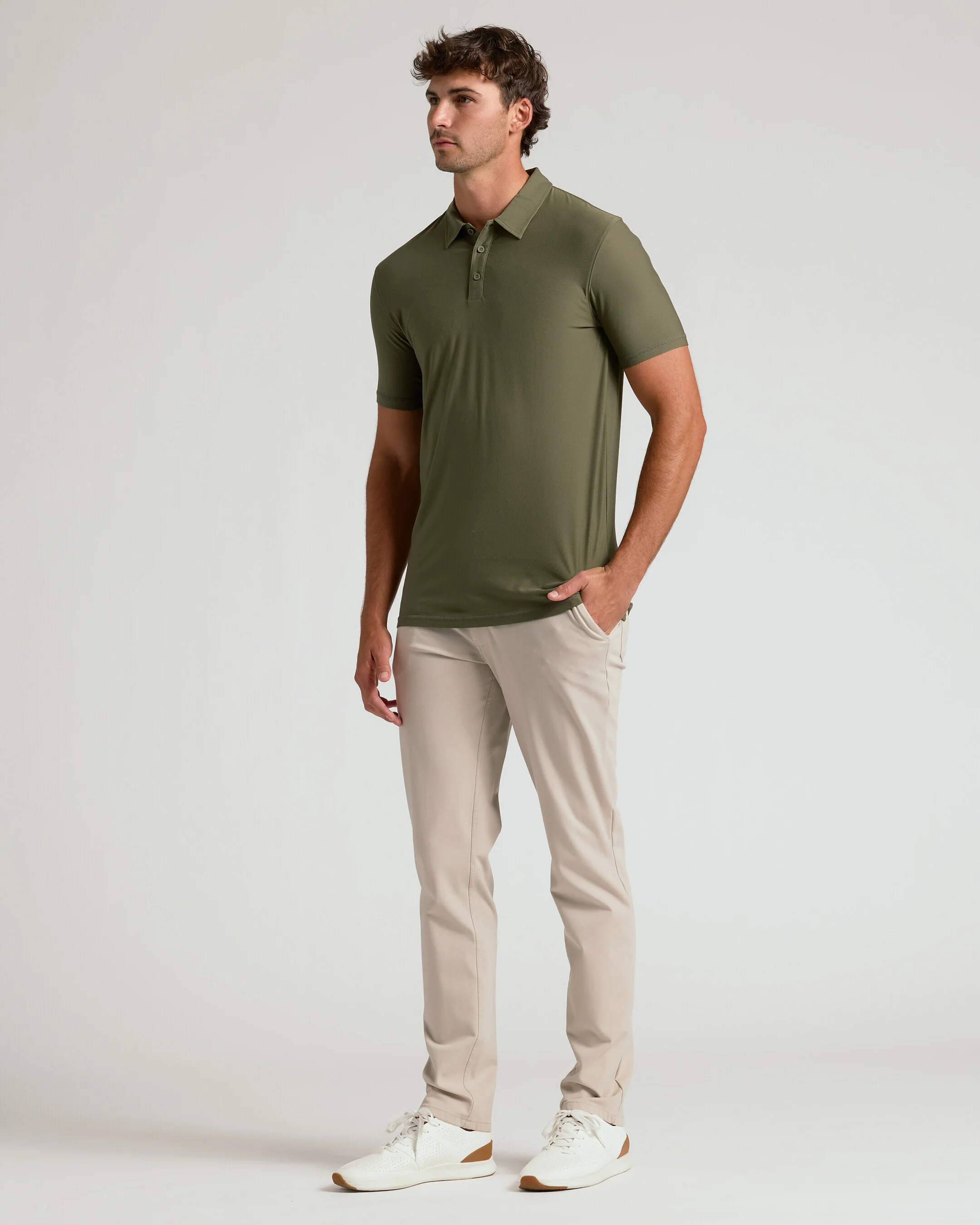Military Green Short Sleeve Tall Active Polo - Image 6