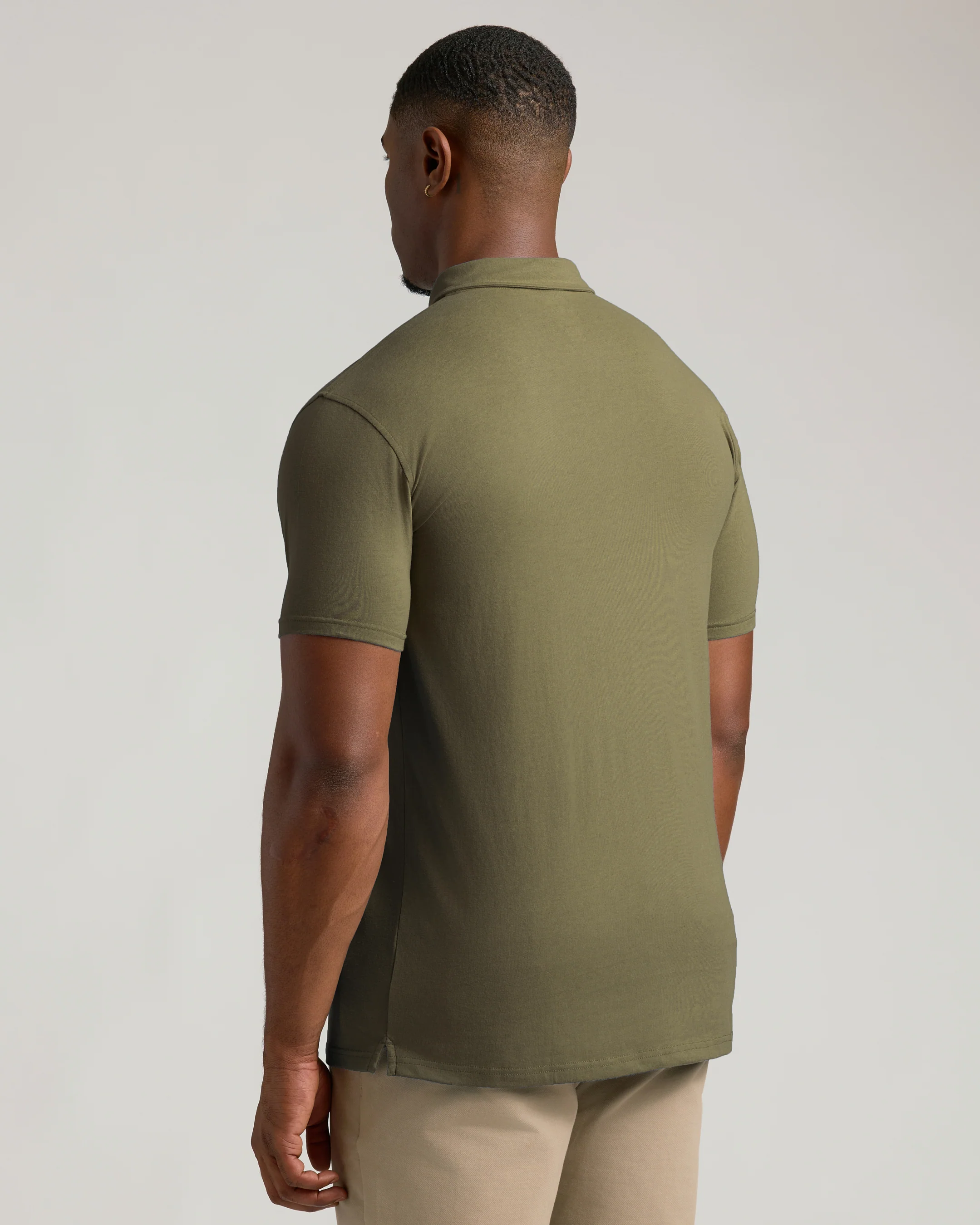Military Green Short Sleeve Tall Polo - Image 3