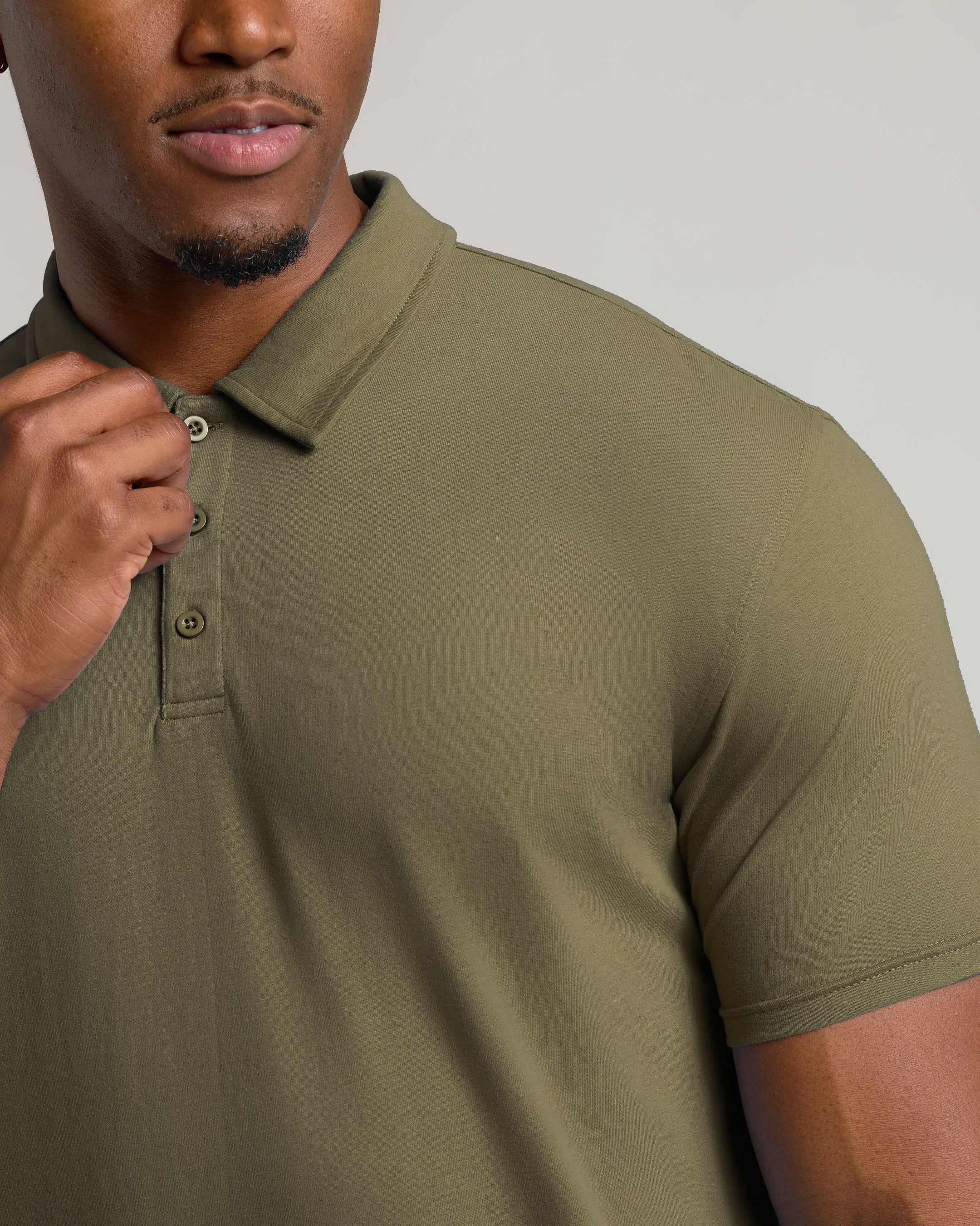 Military Green Short Sleeve Tall Polo - Image 6