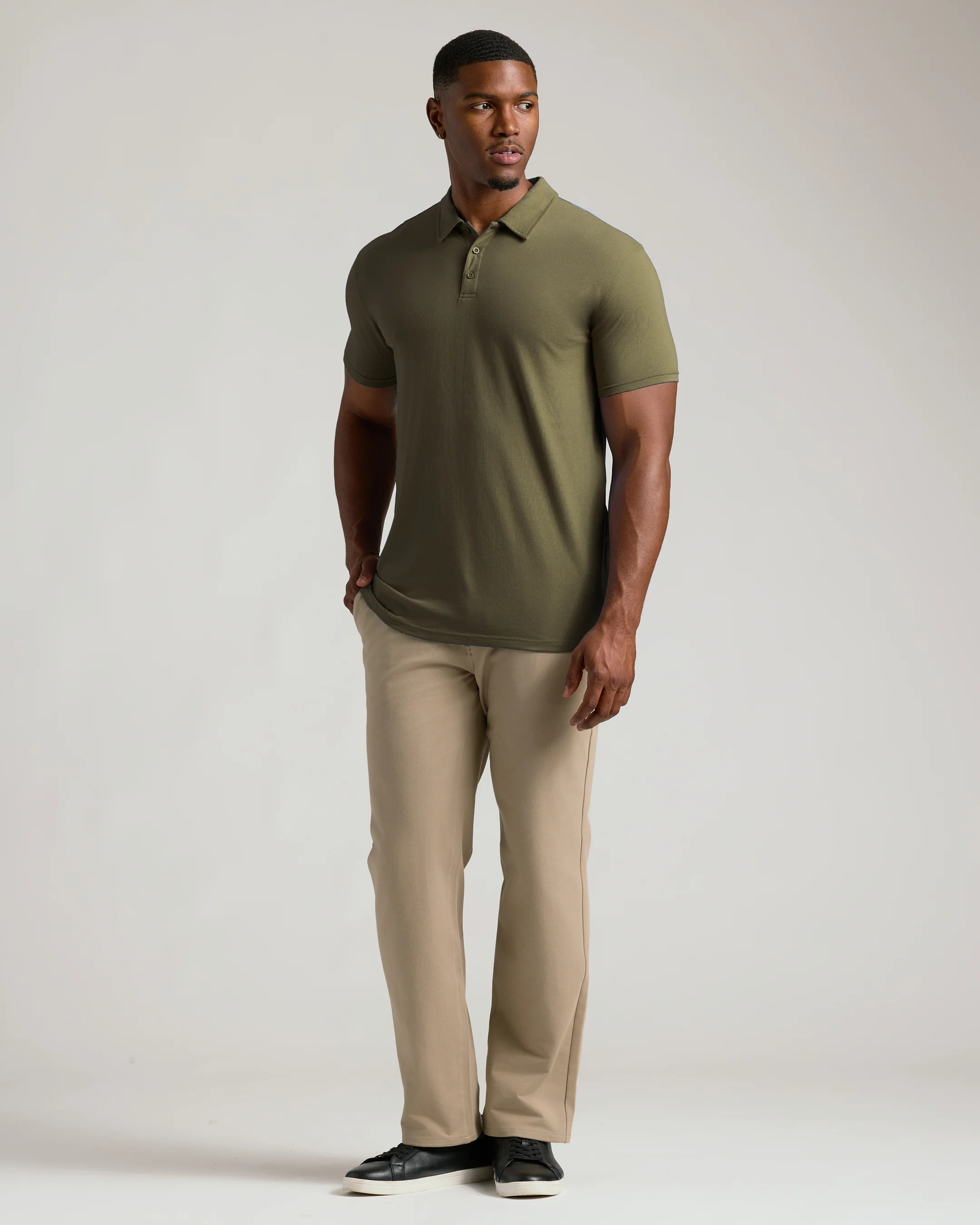 Military Green Short Sleeve Tall Polo - Image 9