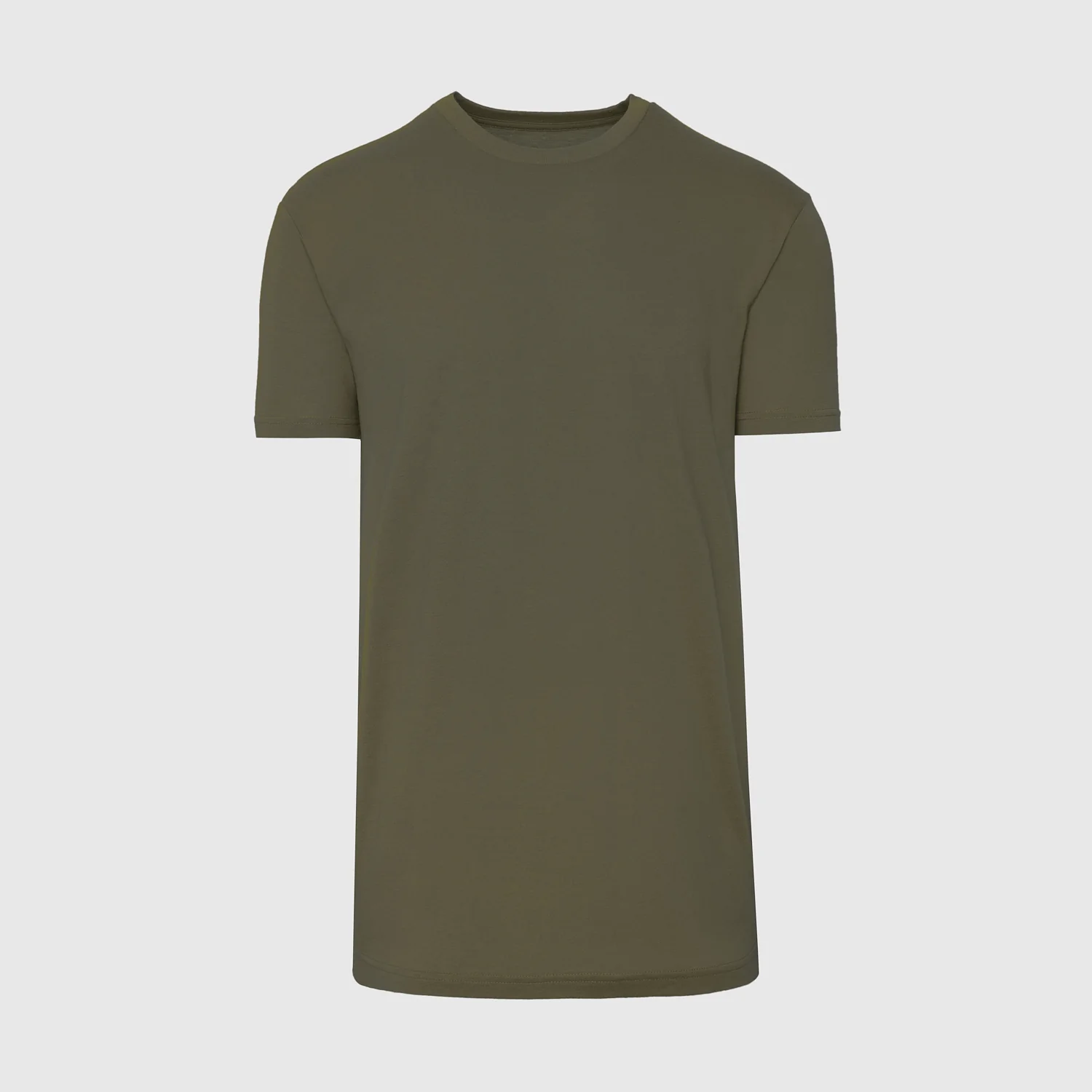 Military Green Tall Straight Hem Crew Neck T-Shirt - Image 2