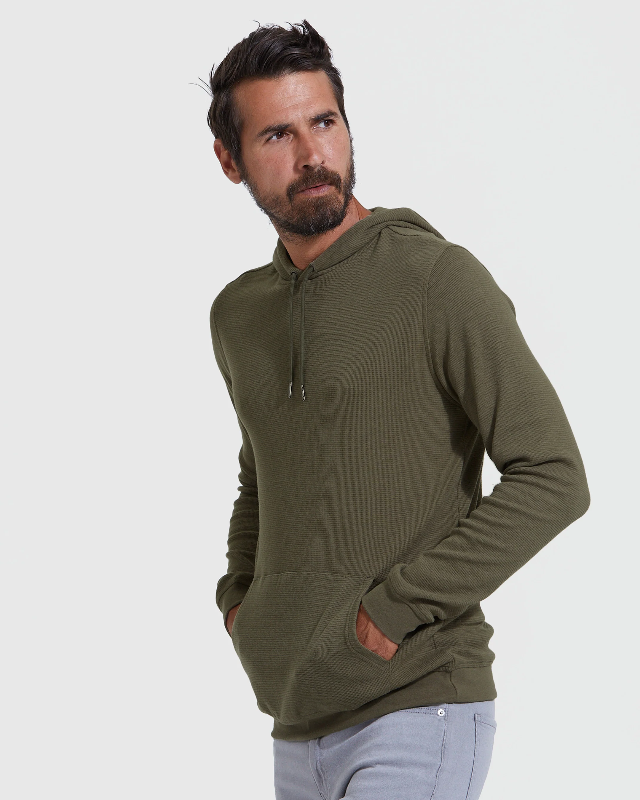 Military Green Waffle Hoodie - Image 3