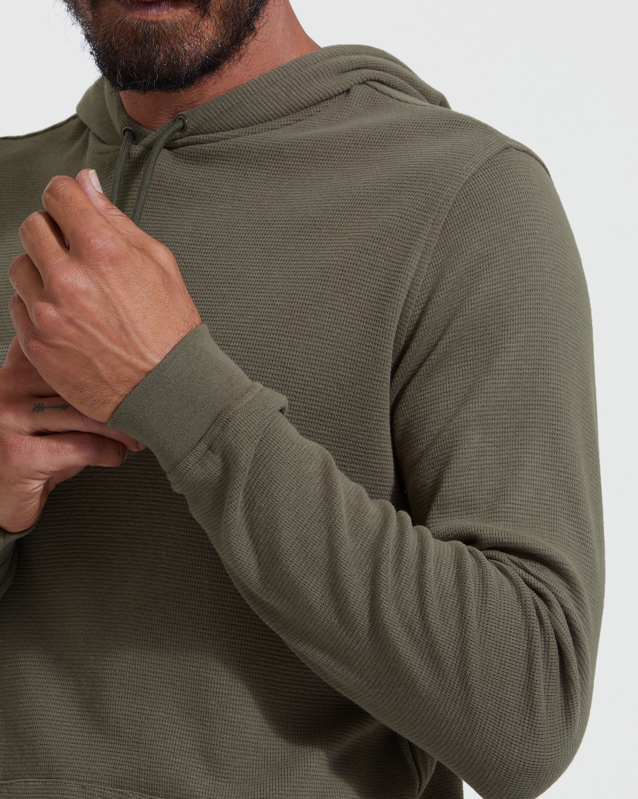Military Green Waffle Hoodie - Image 5