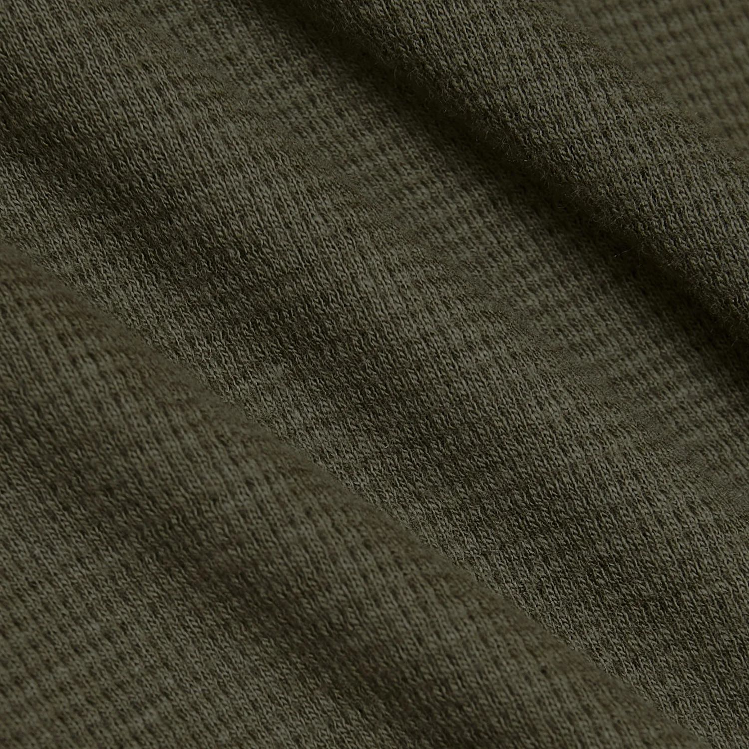Military Green Waffle Long Sleeve Crew Neck - Image 6