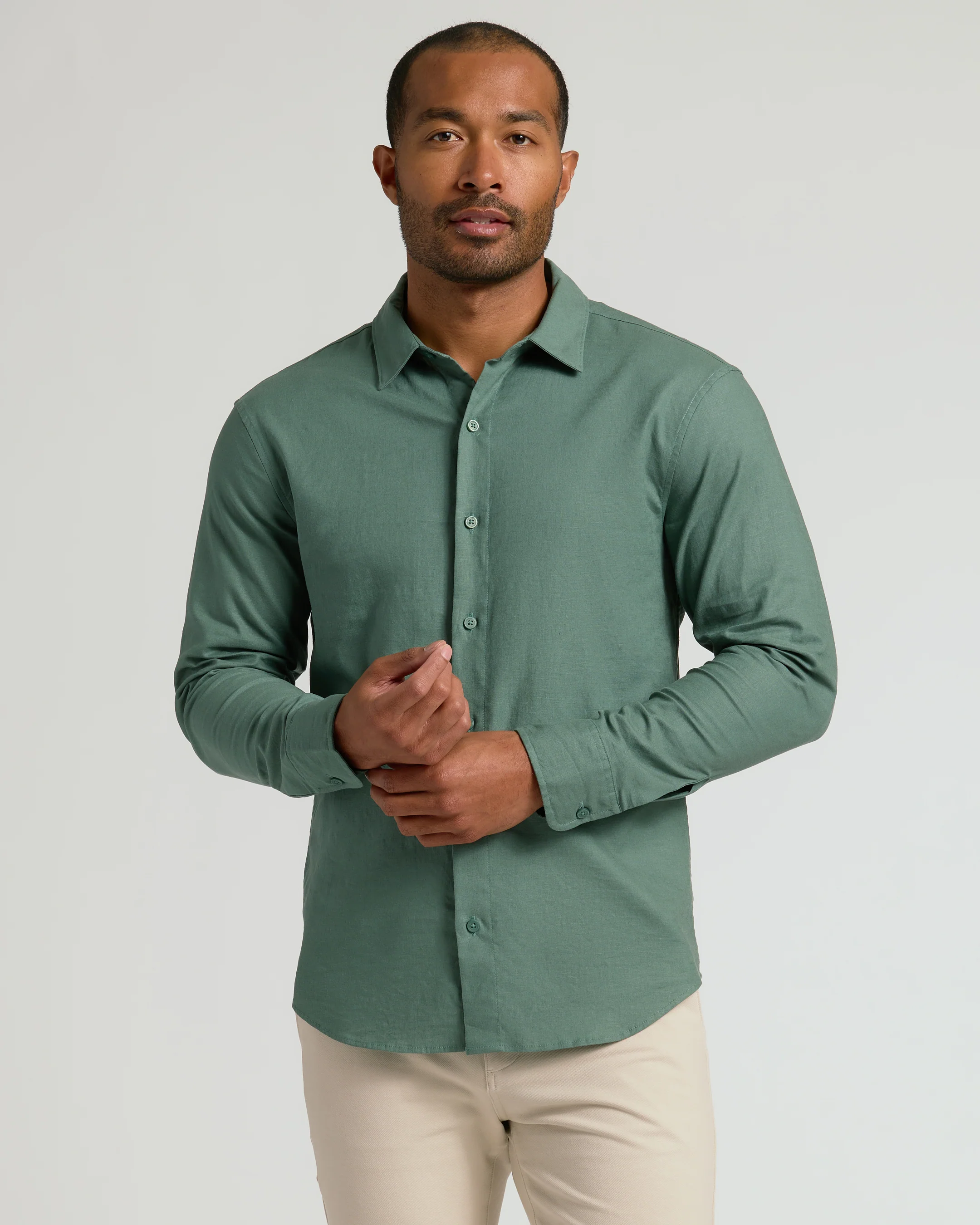Moss Long Sleeve Linen Shirt