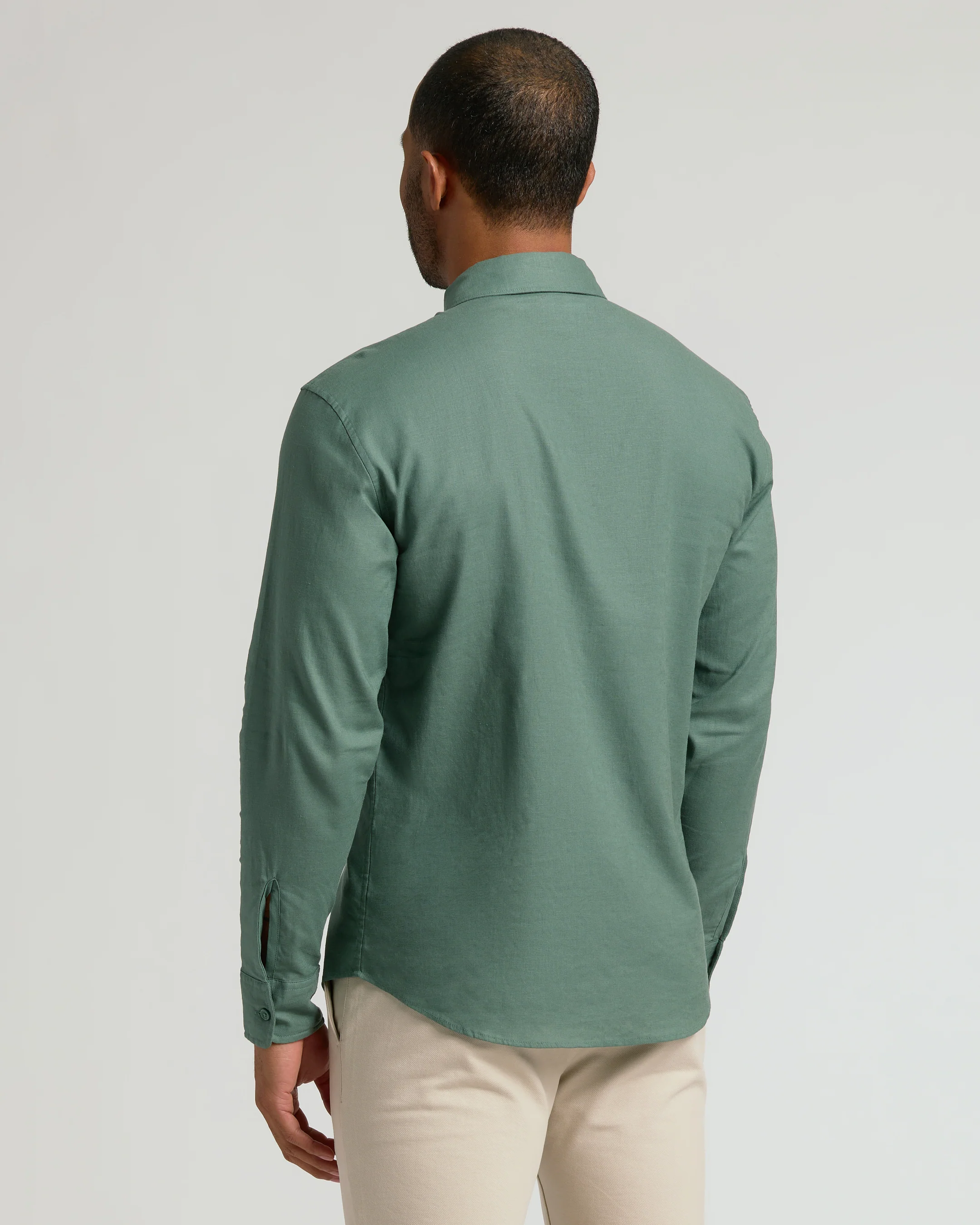 Moss Long Sleeve Linen Shirt - Image 3